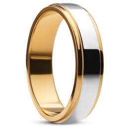 Ferrum | 6 mm Gepolijste Goud- en Zilverkleurige Roestvrijstalen Stap Ring