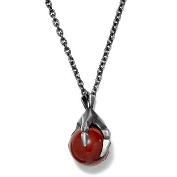 Grey Stainless Steel Claw & Red Jasper Stone Cable Chain Necklace