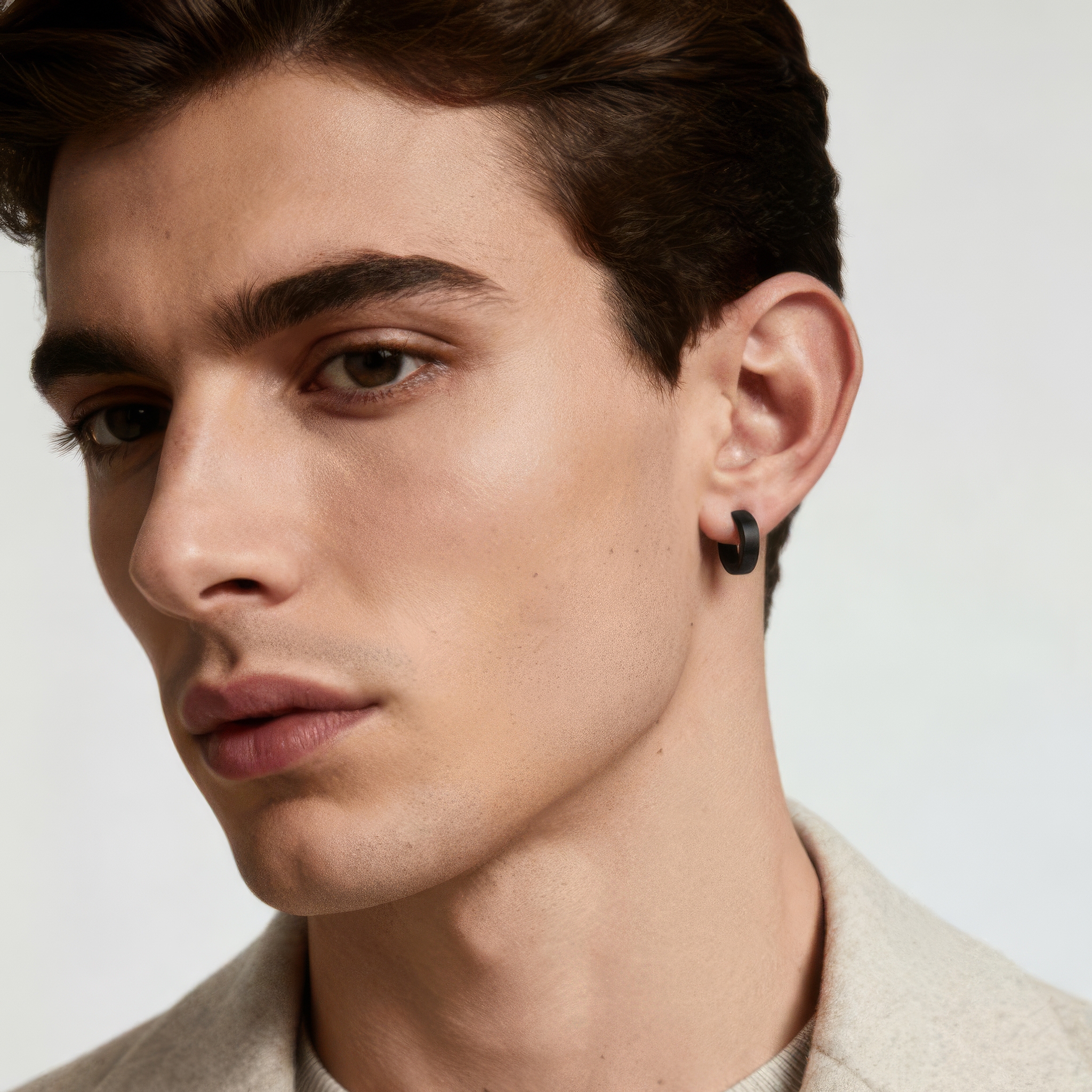 Huggie | Black 7 mm Surgical Stainless Steel Flat Hoop Earring - 3