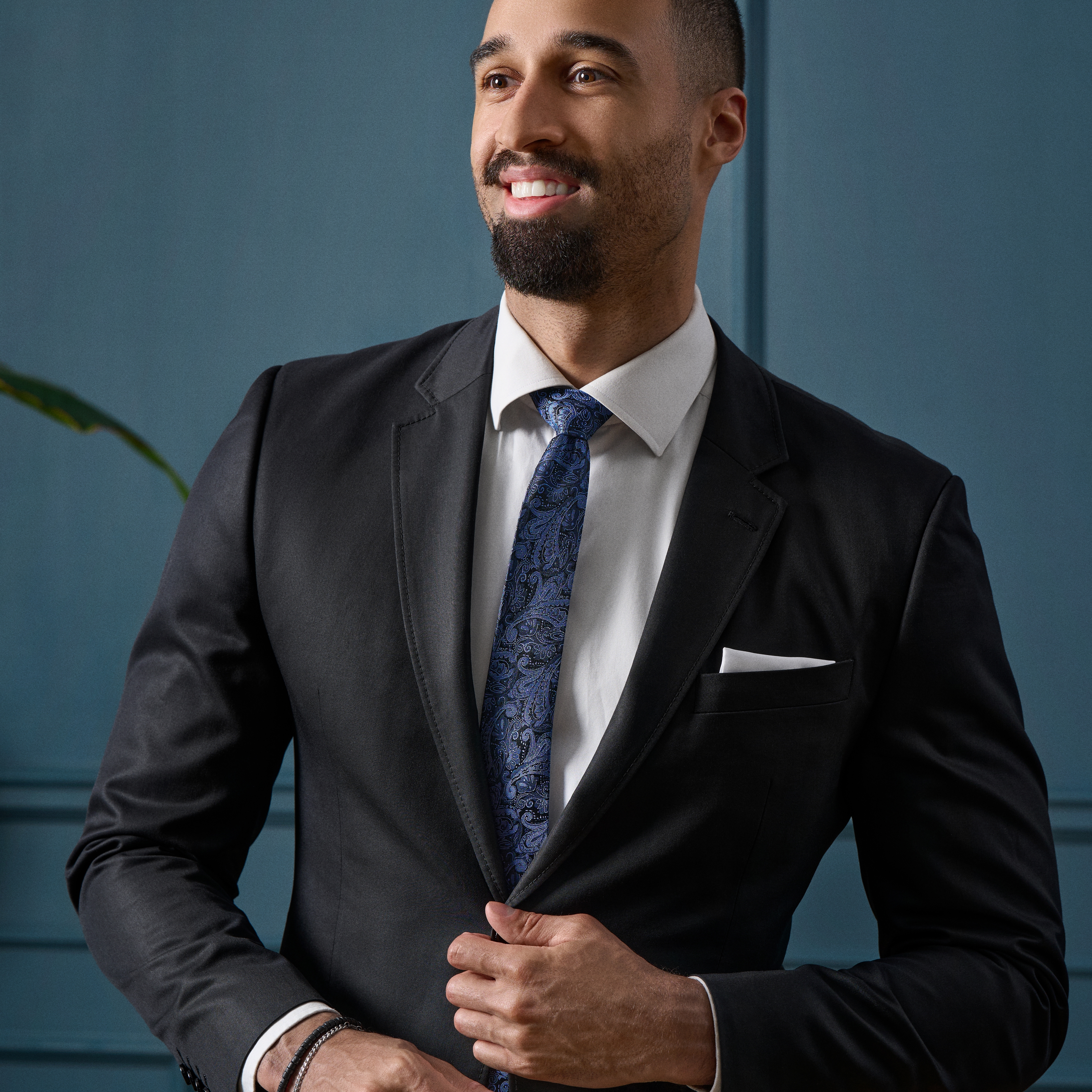 Cravate en soie à motif cachemire bleu marine et bleu clair | 6 cm - 4