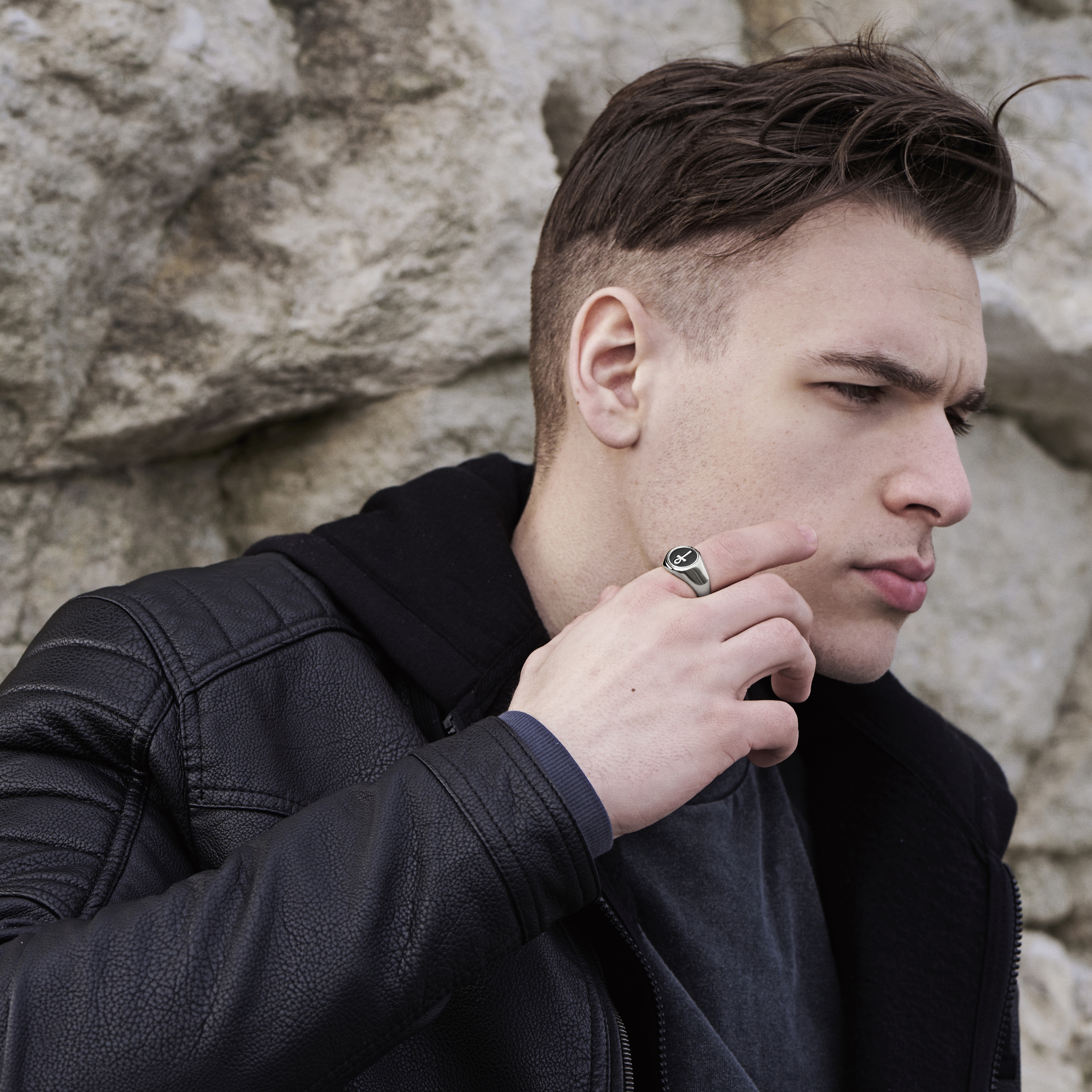 Steel Ankh Signet Ring - 5