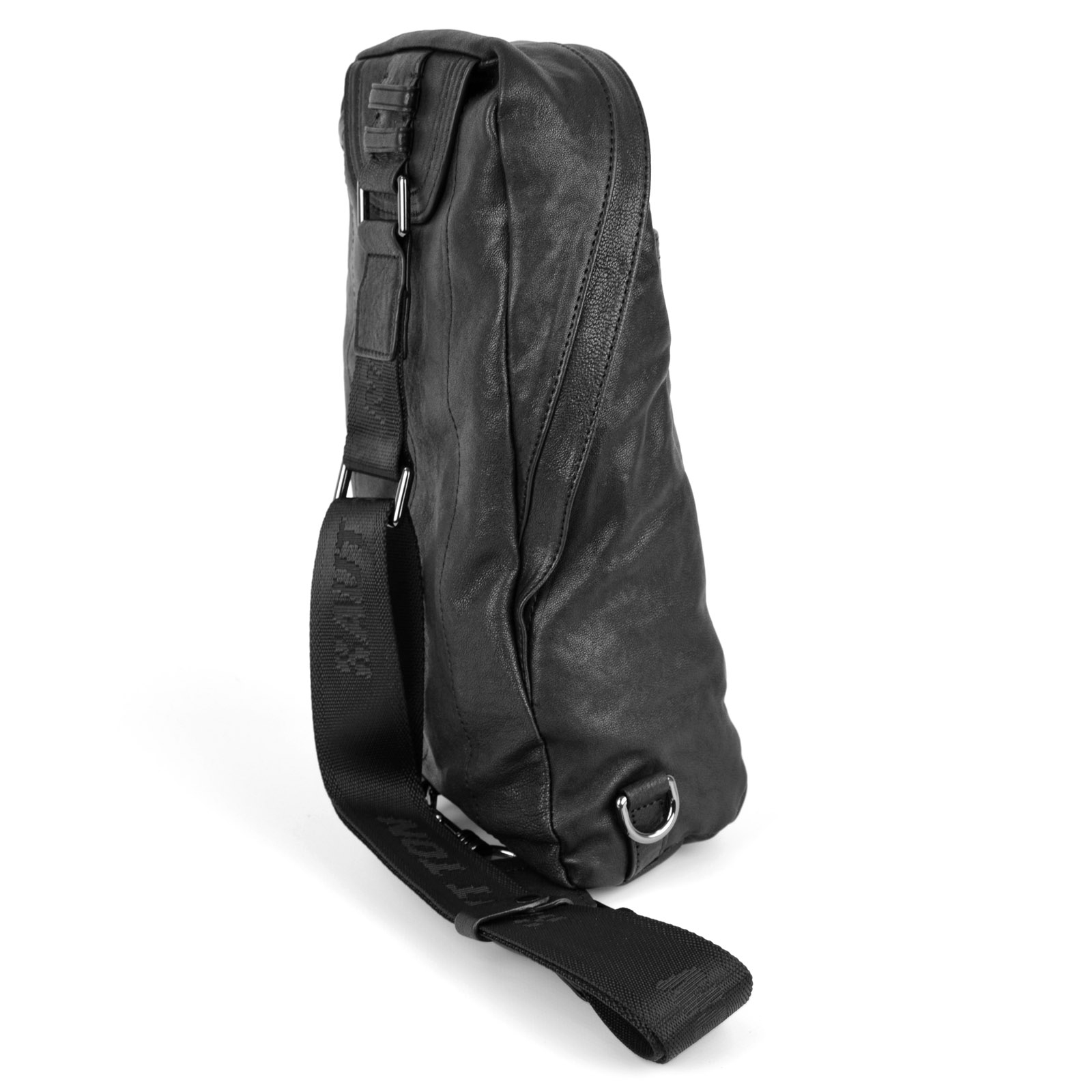 Schwarze Leder Umhängetasche - 5