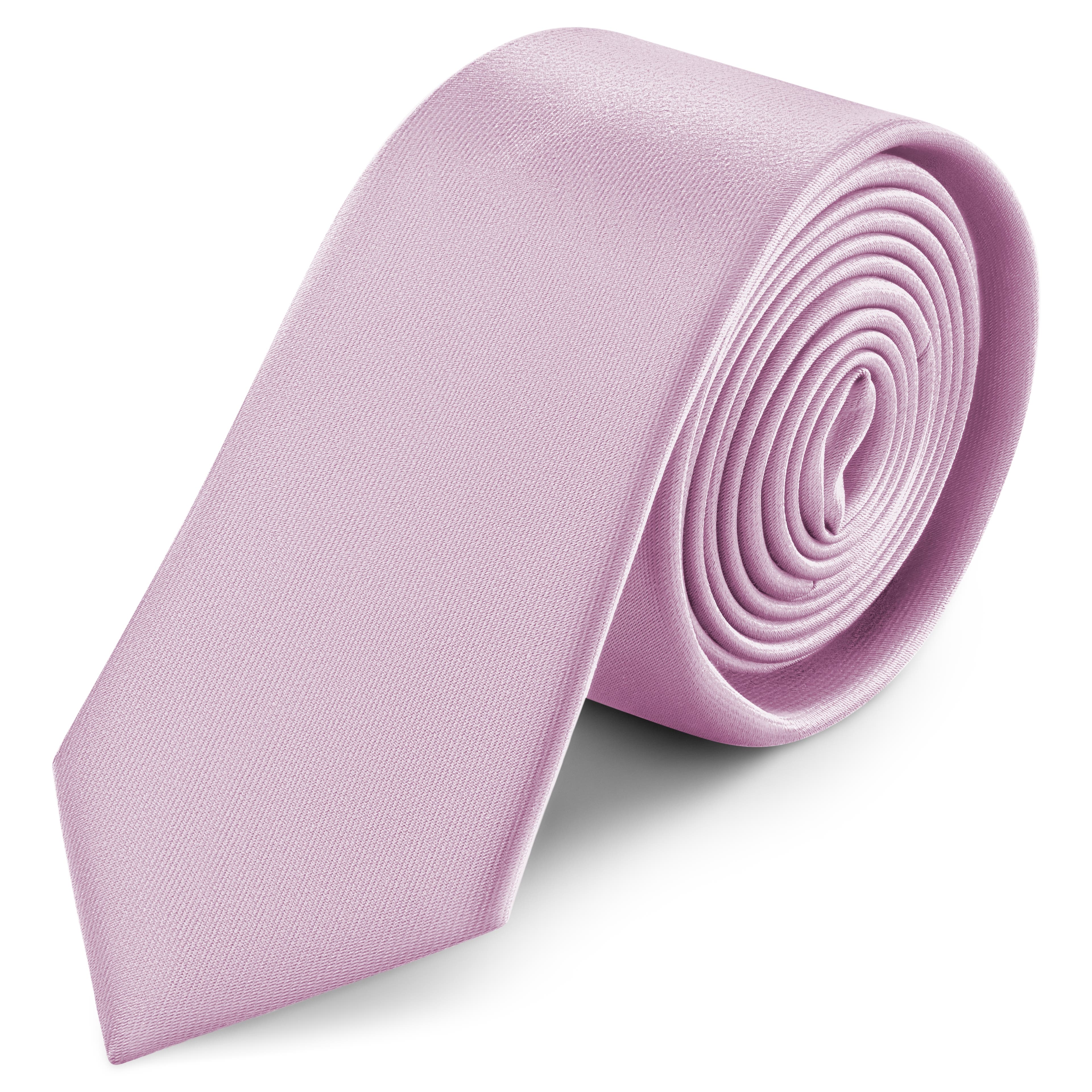 Gravata Estreita em Cetim Violeta-claro de 6 cm