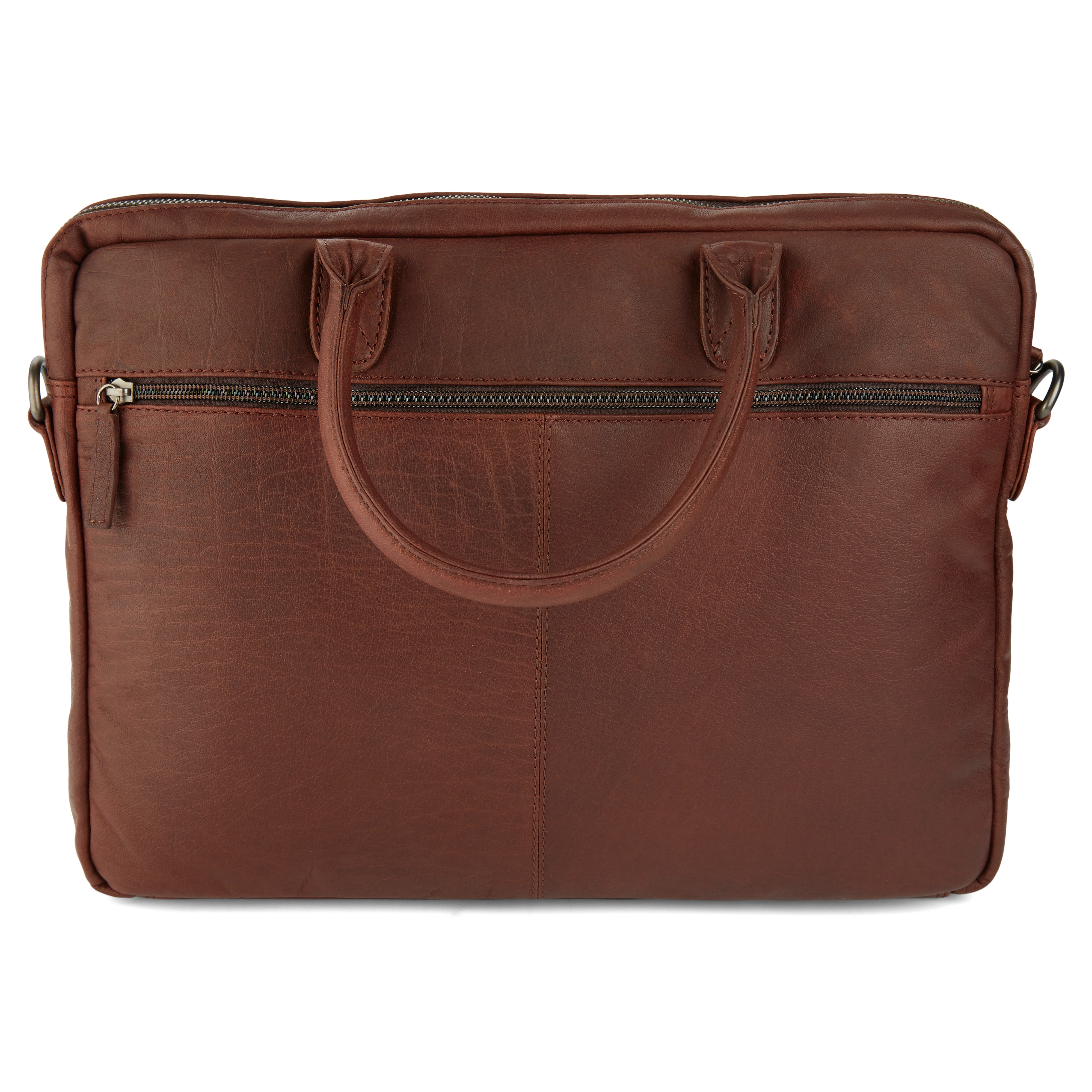 Καφέ Δερμάτινη Τσάντα Laptop Oxford - 3