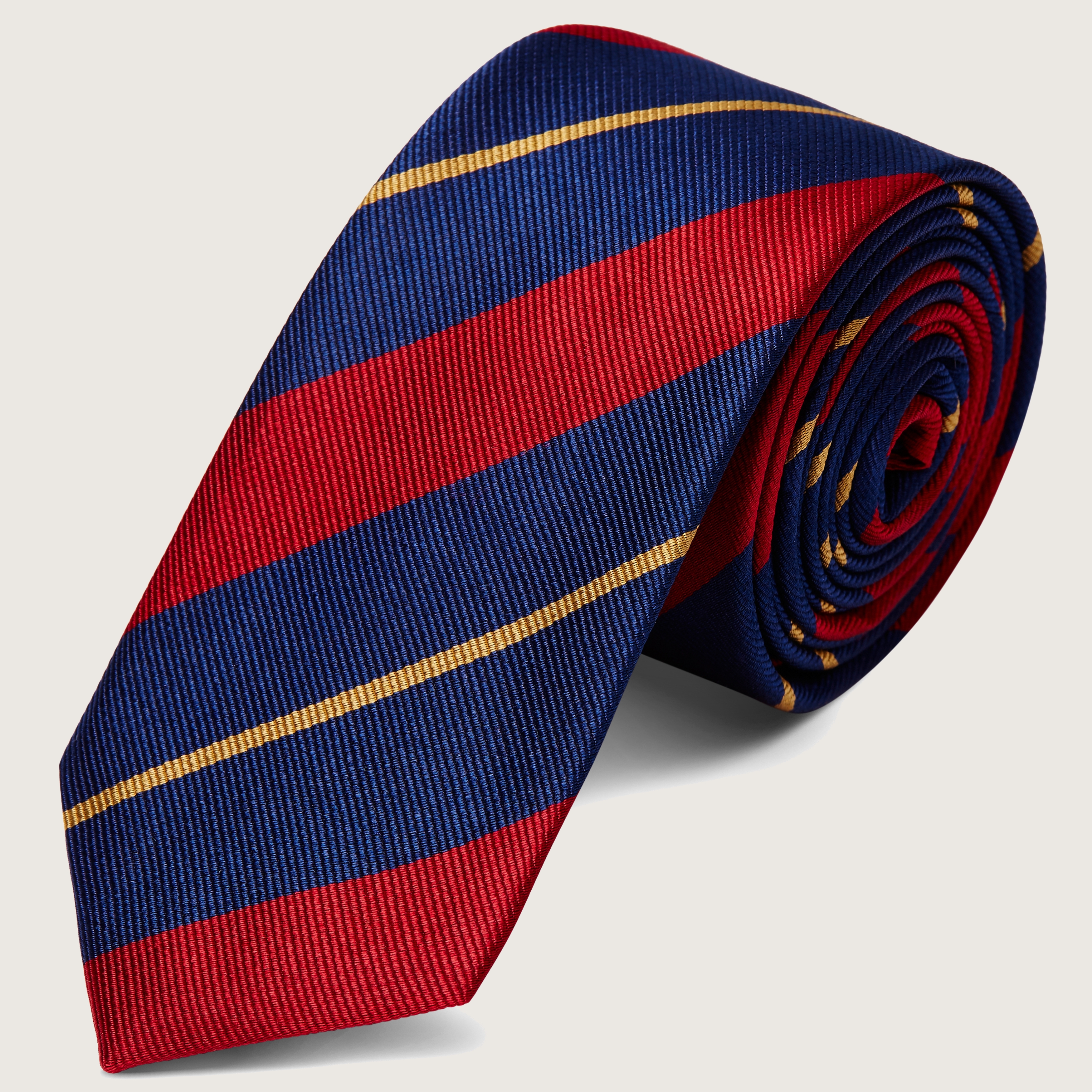 Cravate Fine En Soie Italienne - Rayures Blanc, Rouge, Bleu - Largeur 5 Cm, Longueur 148 Cm - Neuf Avec étiquettes