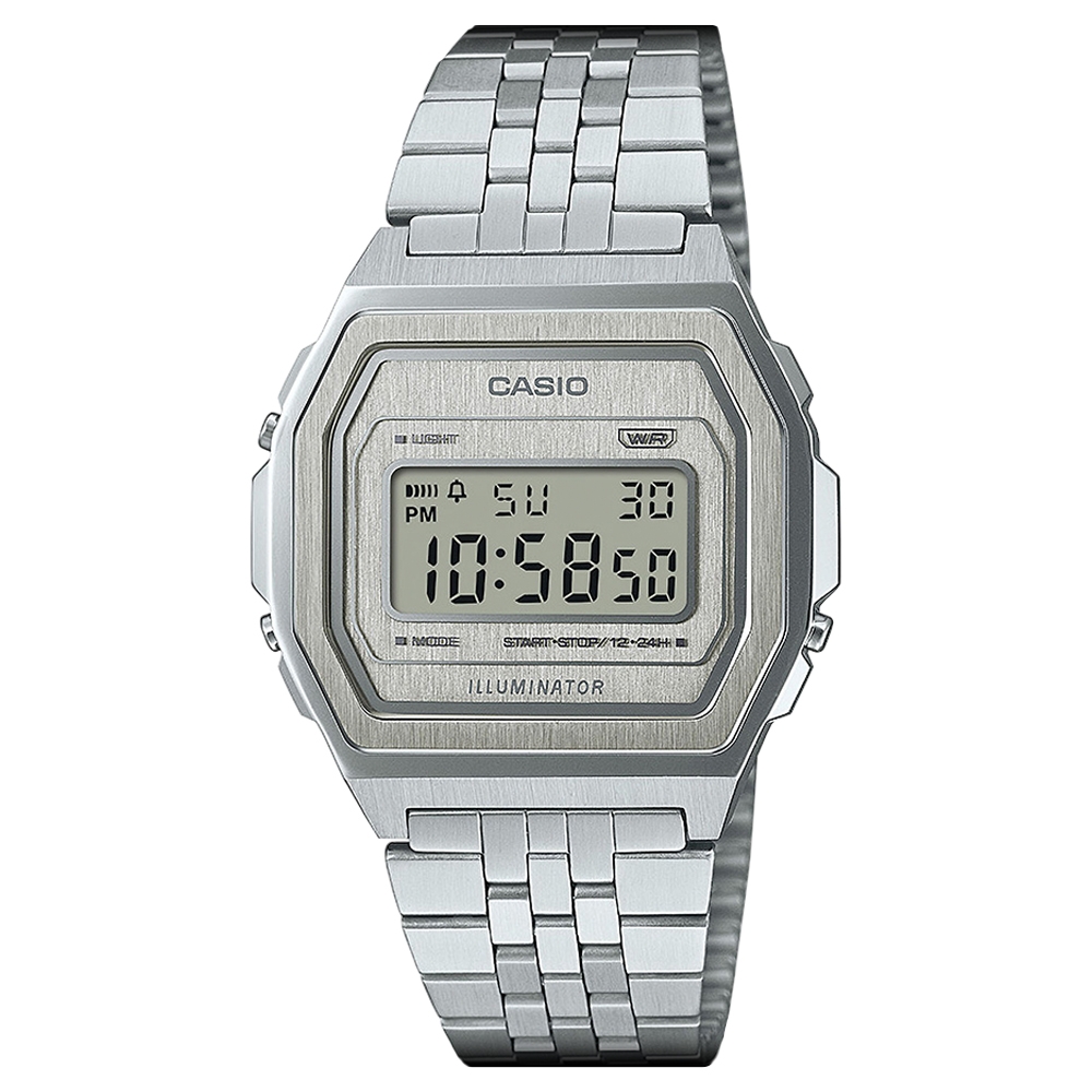 Casio Vintage A1000A-7EF Silver-Tone Stainless Steel Digital Watch