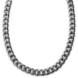 18 mm Silver-Tone Stainless Steel Cuban Chain Necklace