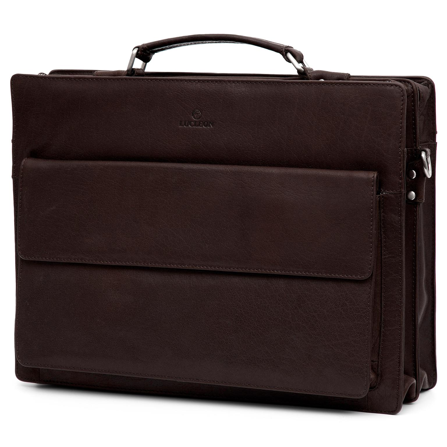 Porte-documents compact Montréal en cuir marron foncé Porte-documents compact Montréal en cuir marron foncé