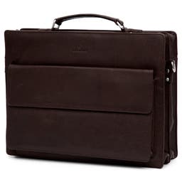Montreal Brown Compact Leather Briefcase