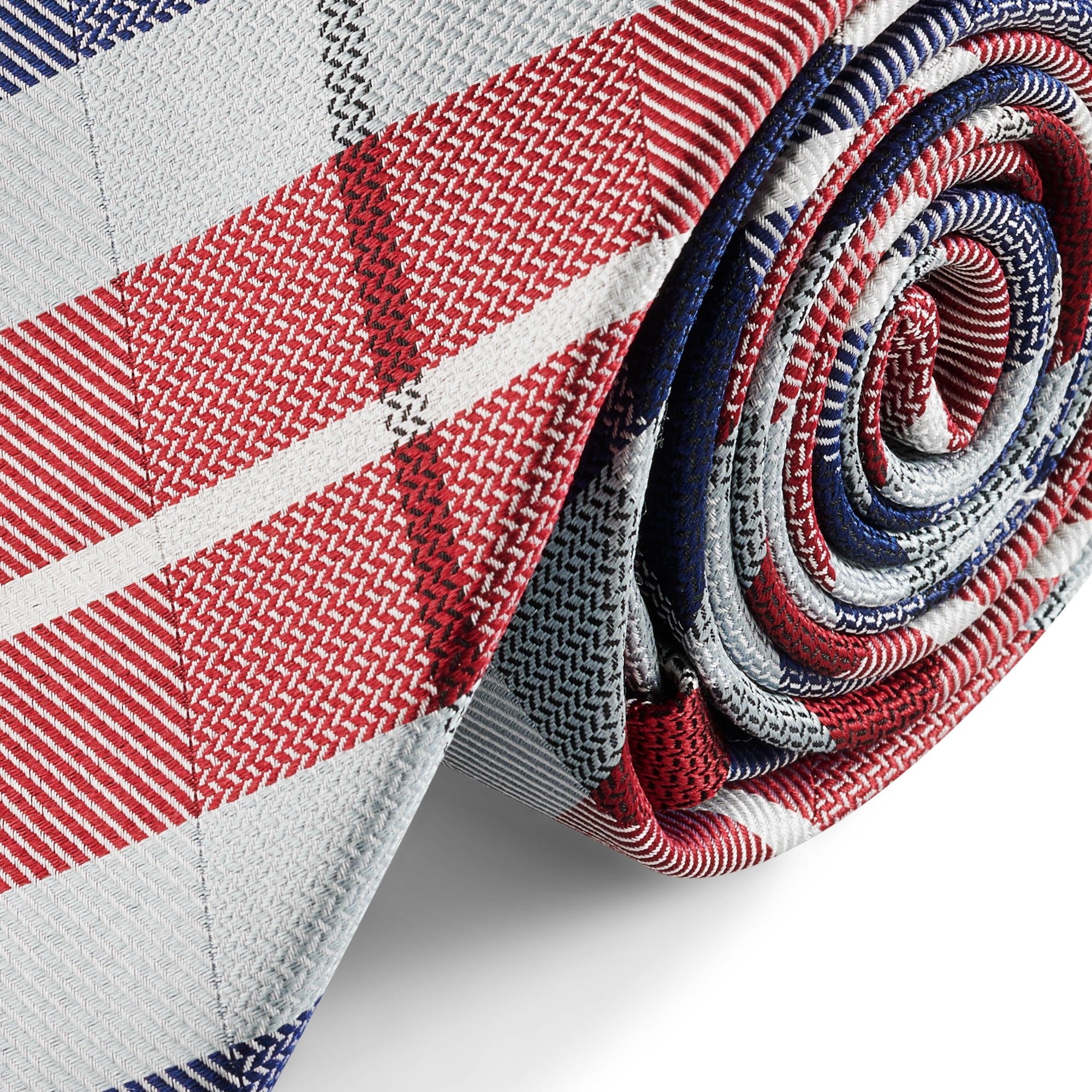 Cravate en soie à motif à carreaux bleu et bordeaux | 6 cm - 2