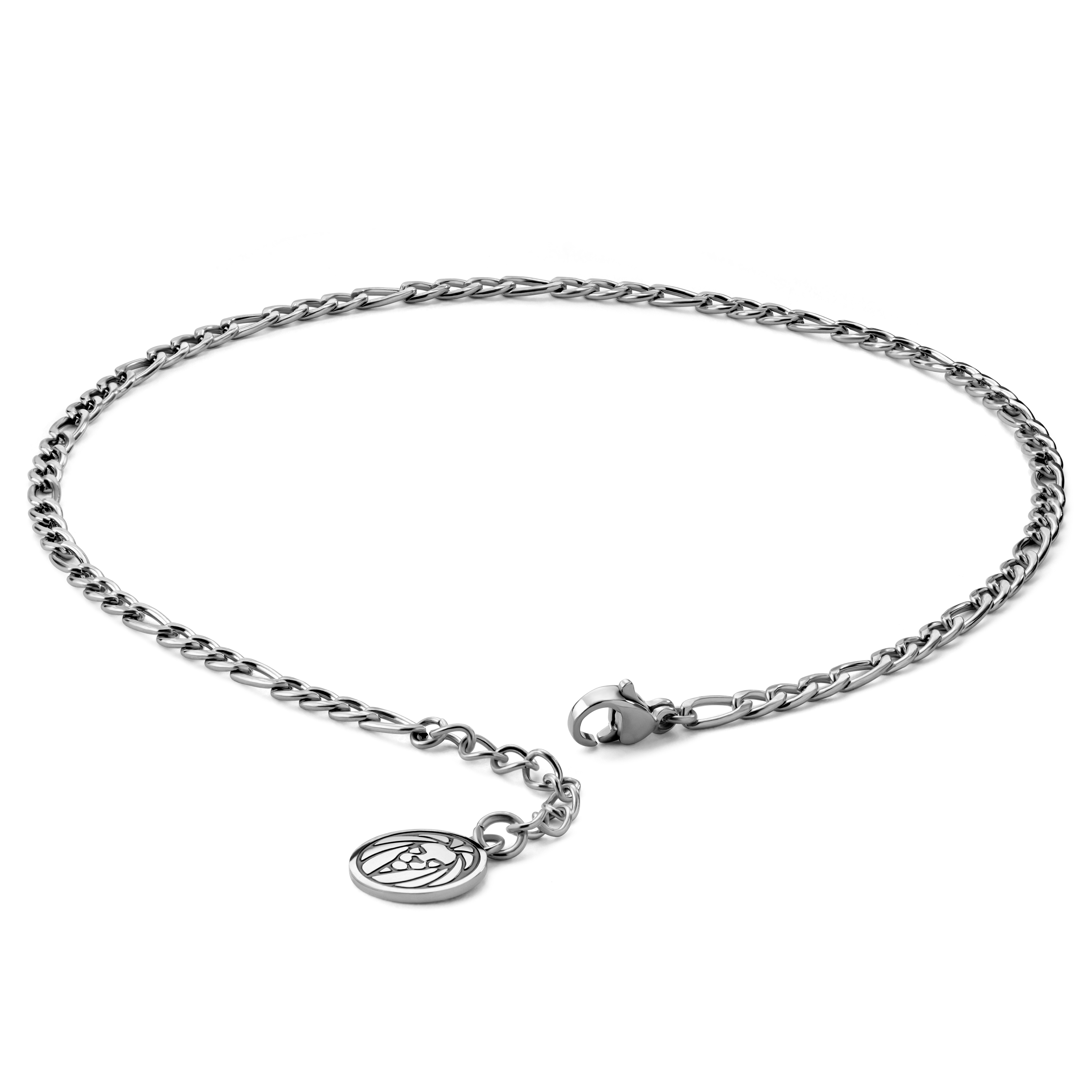 Silver-Tone Stainless Steel Figaro Chain Men's Anklet - 2
