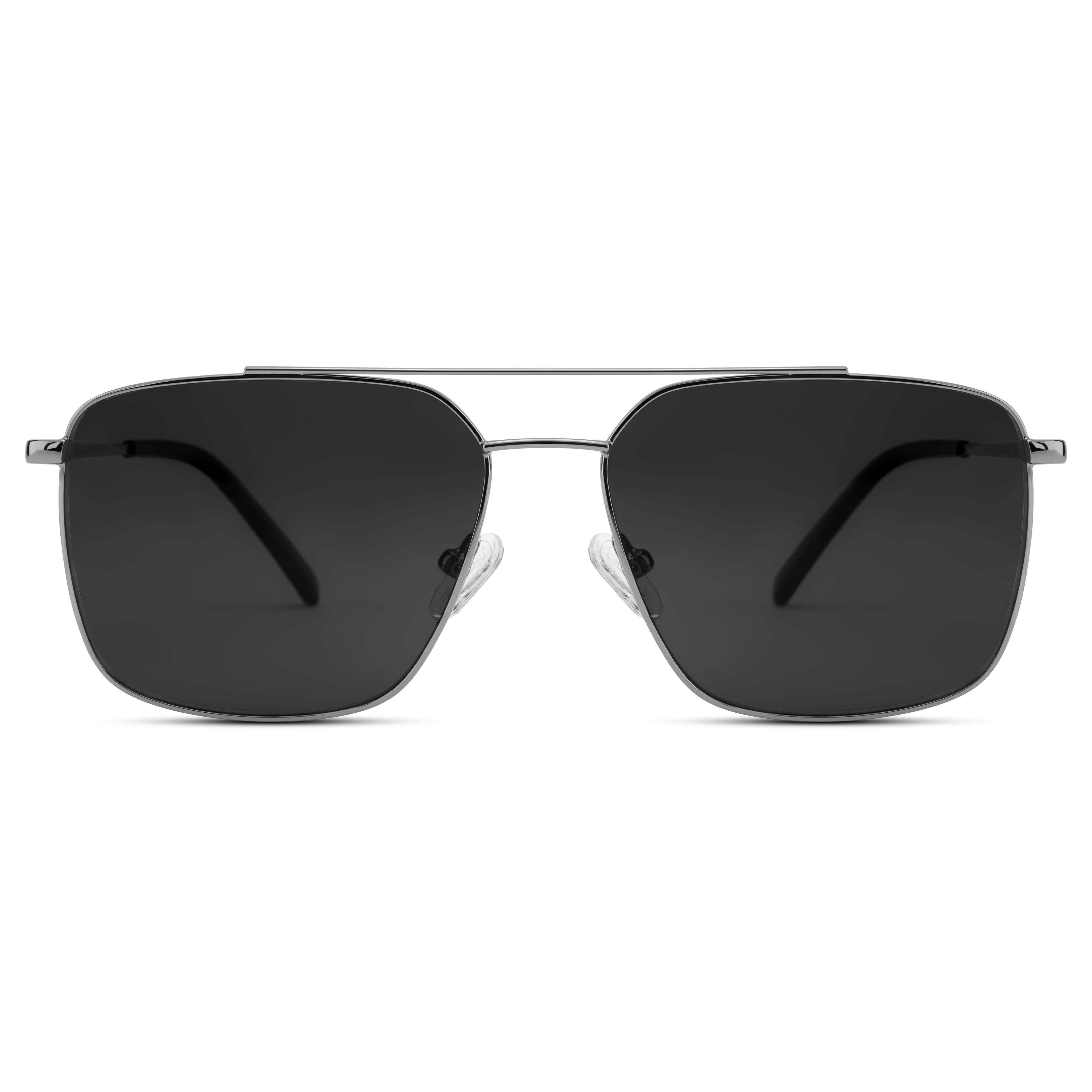 Occasus | Black Square Polarised Aviator Sunglasses