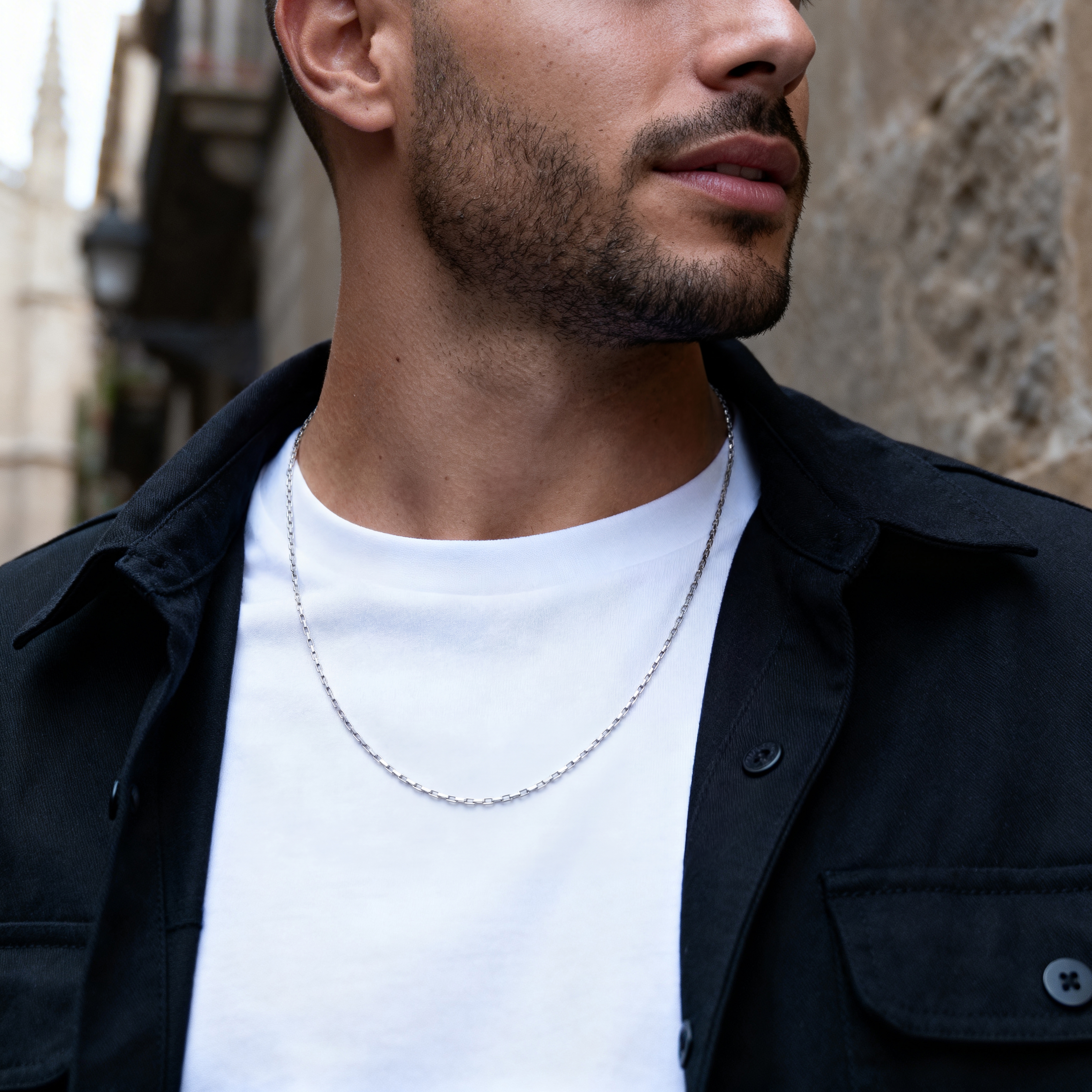 New Classics | 2 mm 925 Sterling Silber Halskette mit rechteckiger Ankerkette - 3