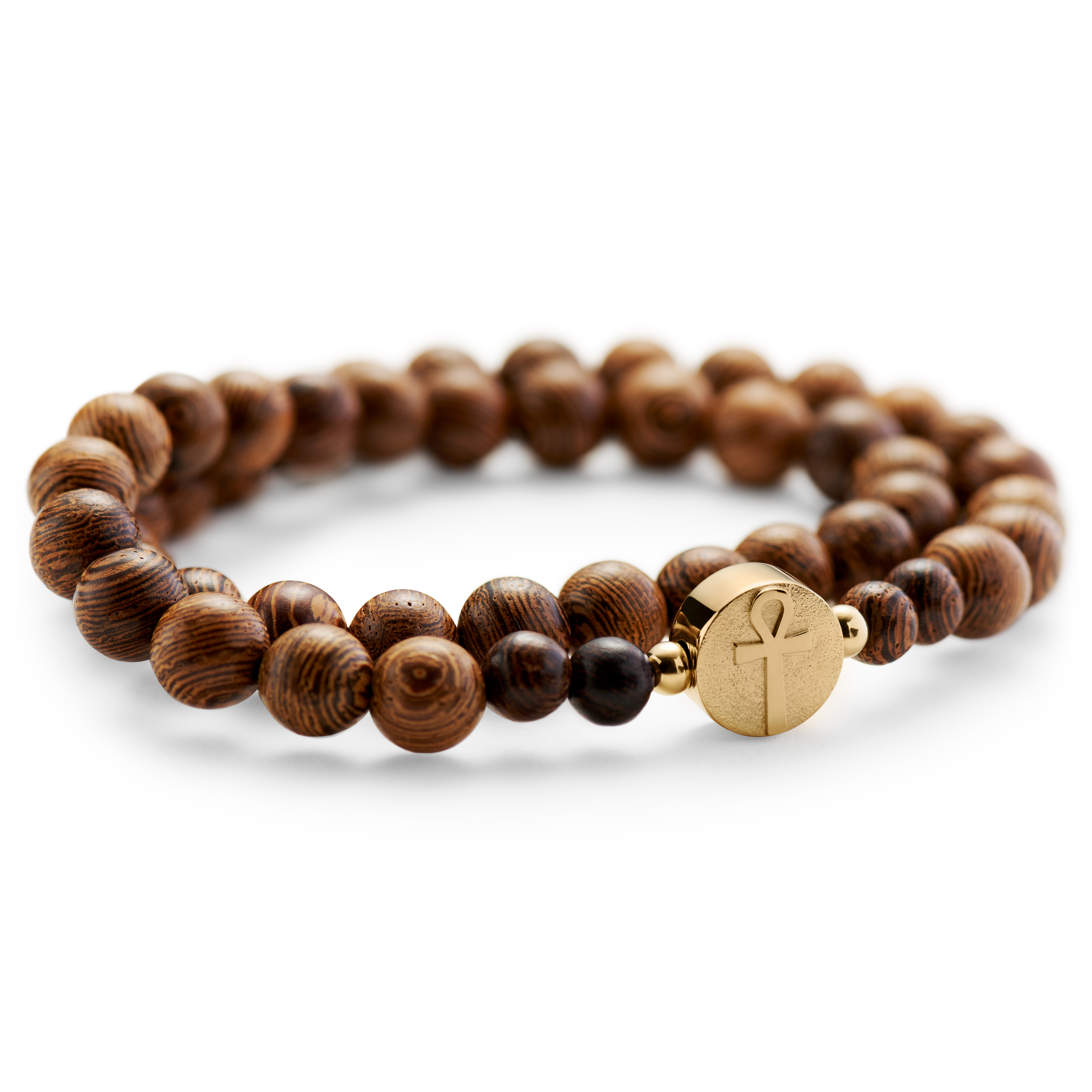 Juego de pulseras Ankh en dorado y marrón - 10