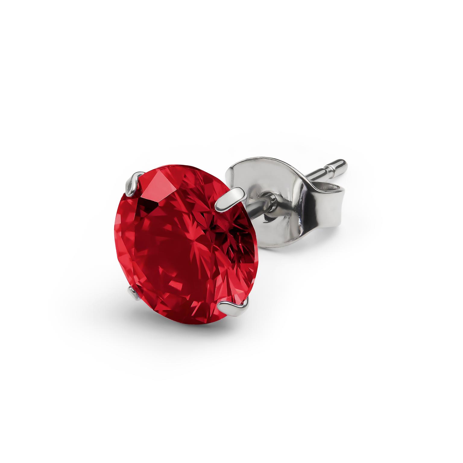 Aura | 8mm Titanium Red Zirconia Stud Earring Aura | 8mm Titanium Red Zirconia Stud Earring