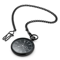 Time Keeper | Black Stainless Steel Pocket Watch With Black Dial