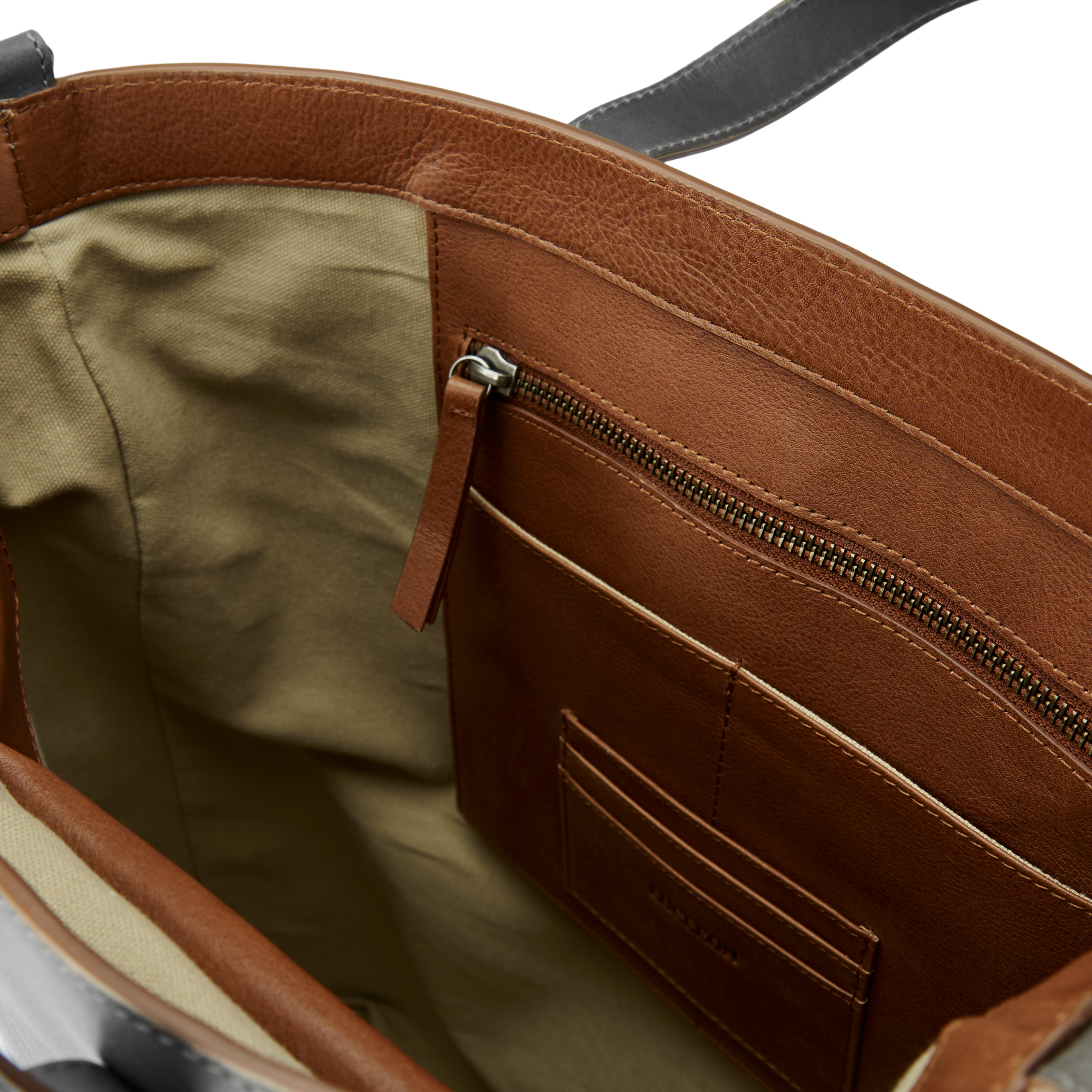 Lon Graue & Hellbraune Leder Tote Bag - 8