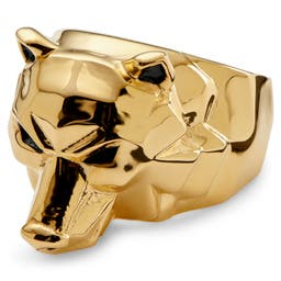 Mack aranyszínű medvefejes acél pecsétgyűrű