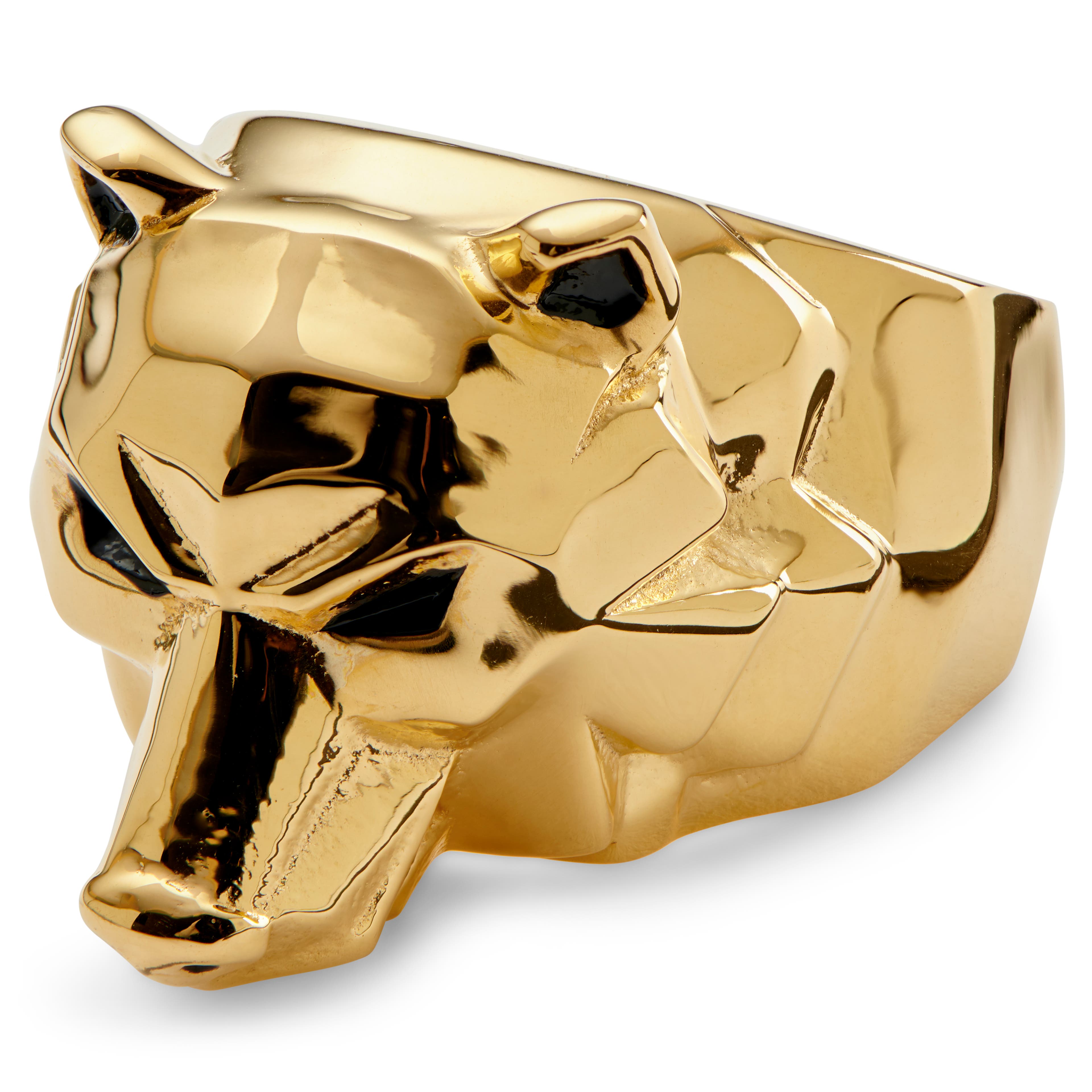 Mack aranyszínű medvefejes acél pecsétgyűrű