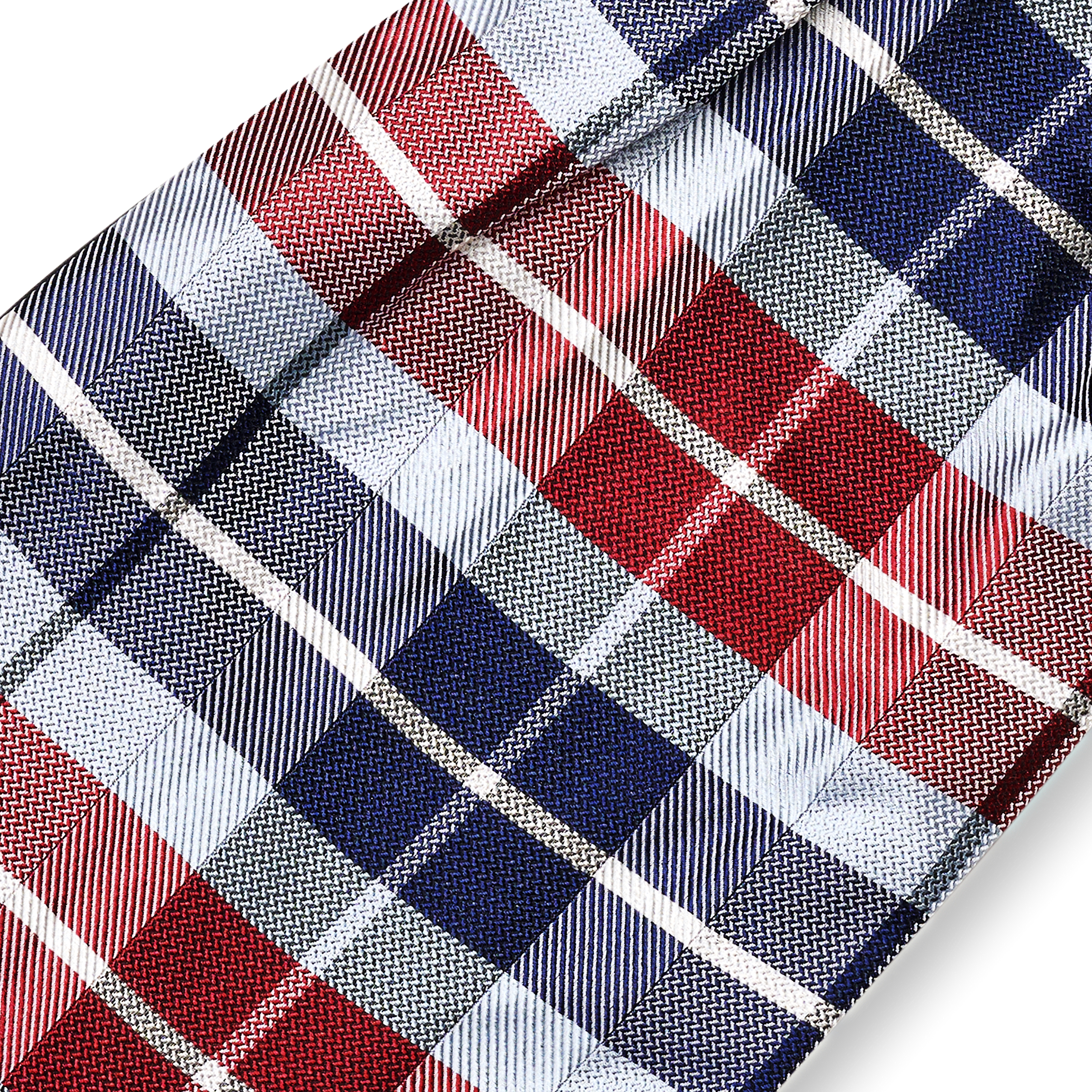 BLUE & BORDEAUX CHEQUERED Pattern Silk Ascot - 5