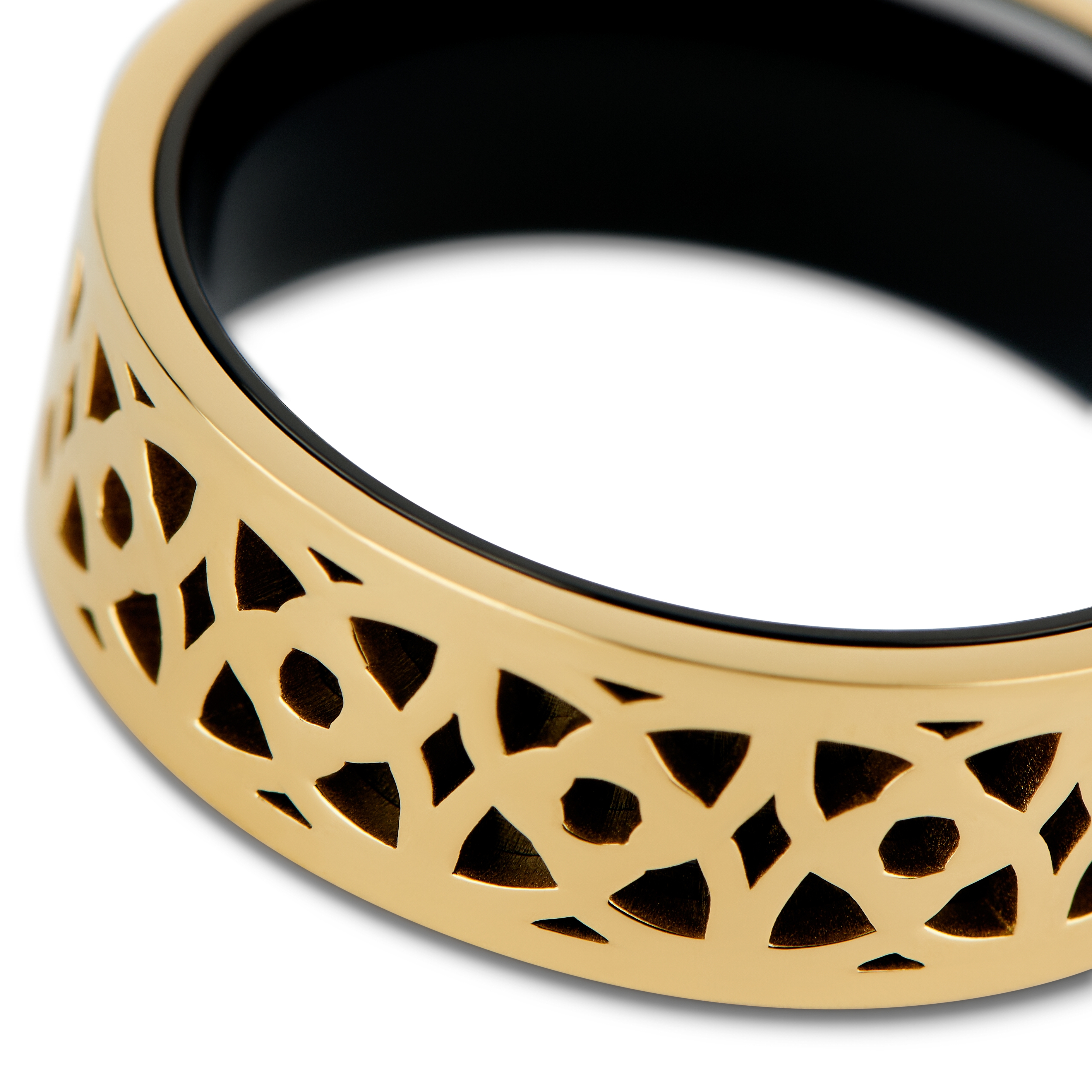 Hyperan | 8 mm Gold-tone Titanium Patterned Ring - 3