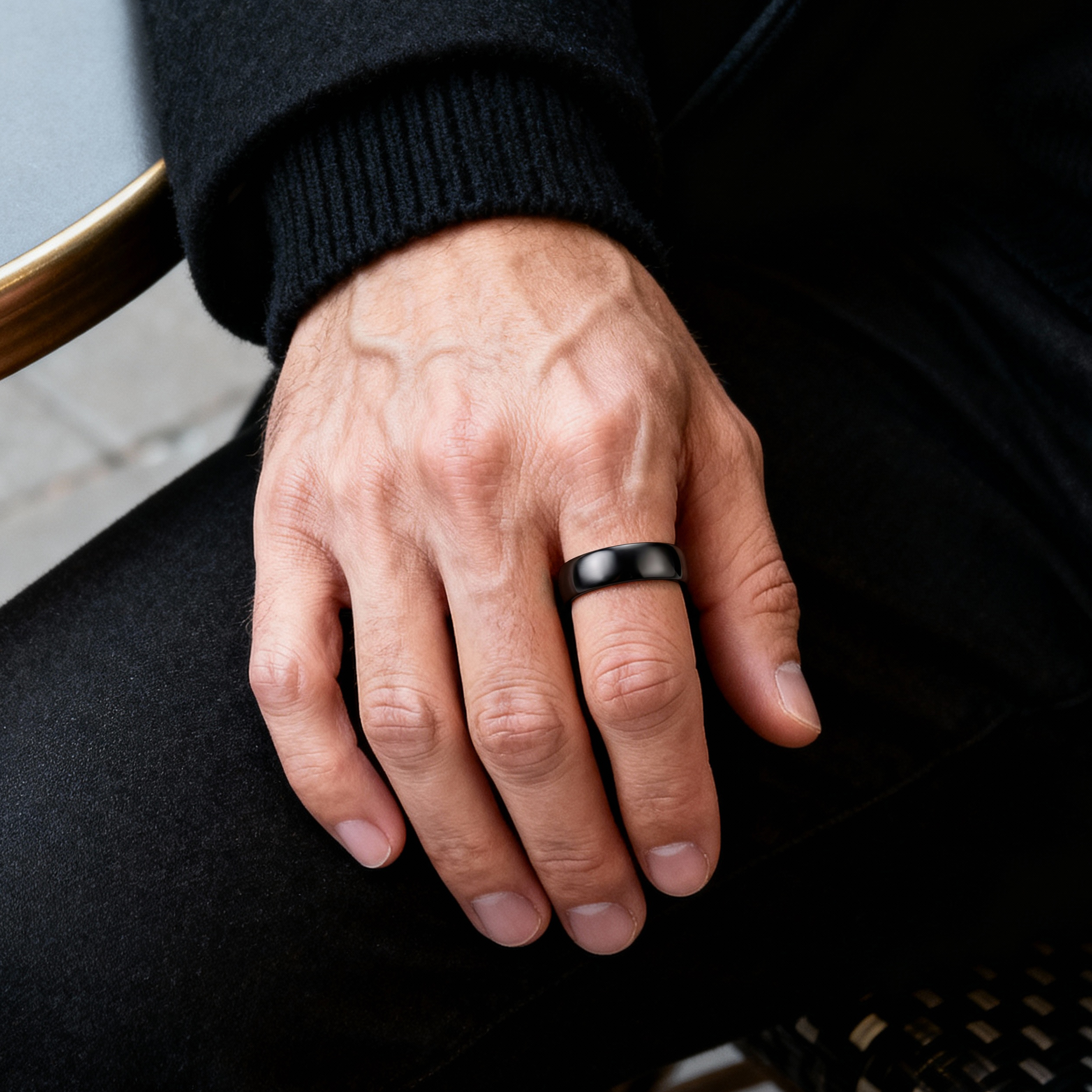 Terra | 8 mm polirani crni prsten od volframovog karbida - 2