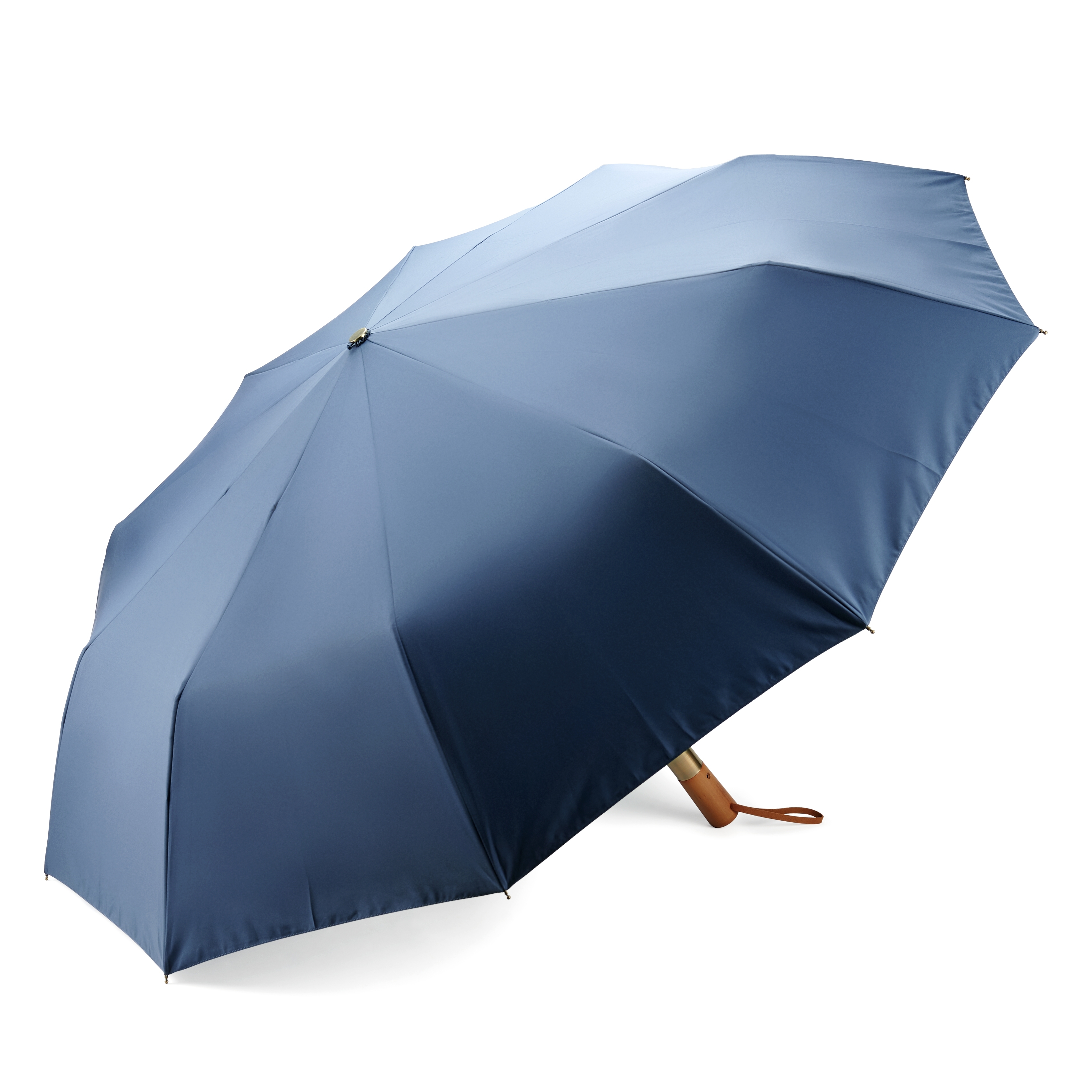 Guarda-Chuva Automático Dobrável | Azul-escuro | Pega em Madeira - 3