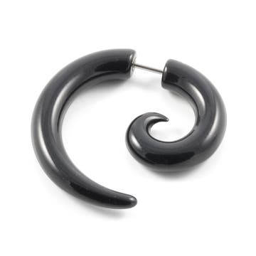 Satago | Orecchino a bottone finto plug dilatatore a spirale in acciaio inossidabile e acrilico nero