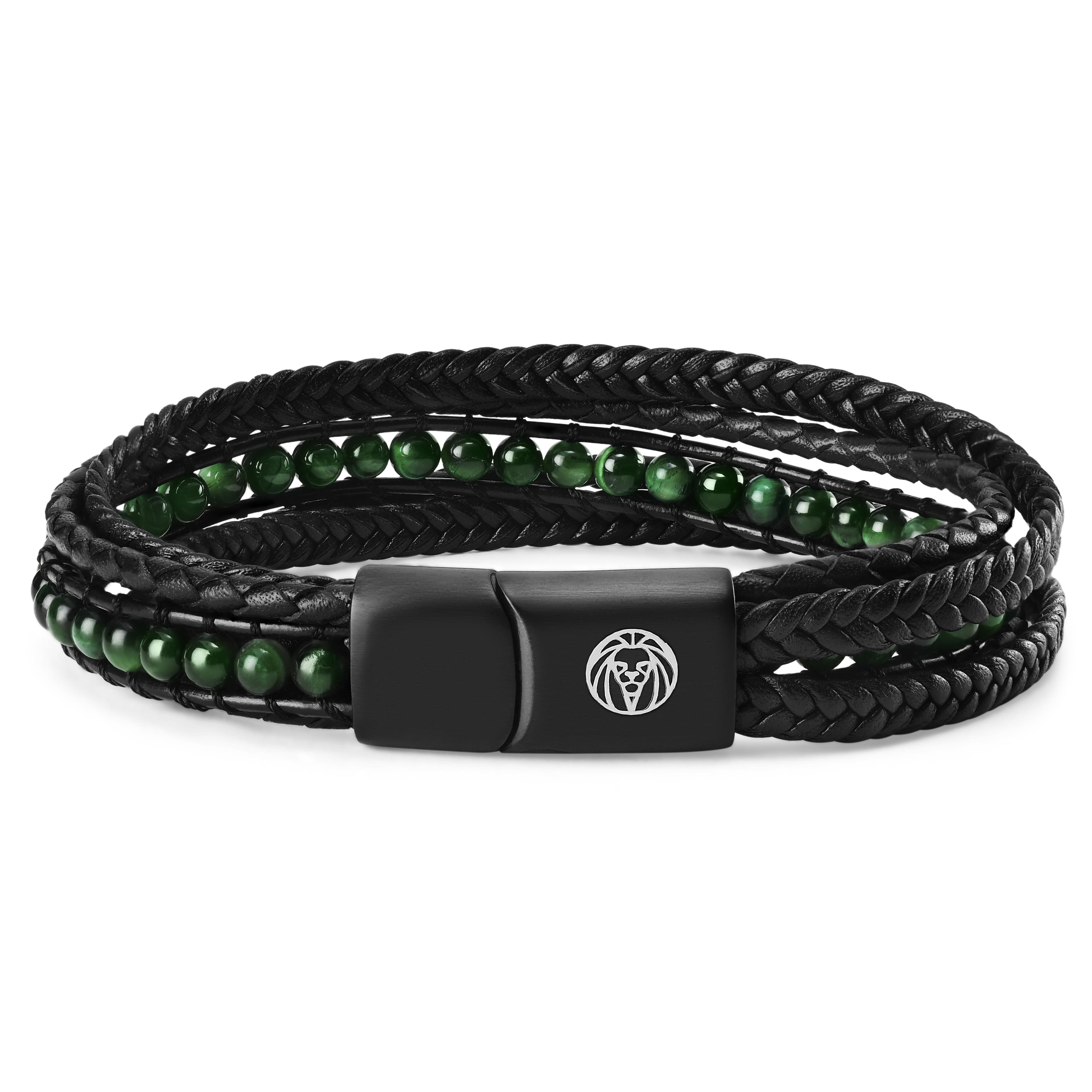 Naxos Green Tiger’s Eye Leather Bracelet