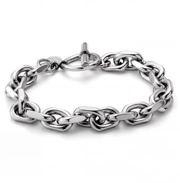 New Classics | Zilverkleurige roestvrijstalen O-linkarmband met toggle-sluiting New Classics | Zilverkleurige roestvrijstalen O-linkarmband met toggle-sluiting