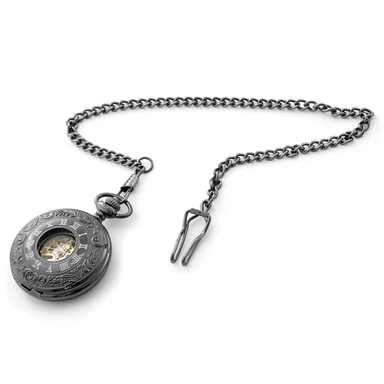 Orologio da tasca nero con decorazioni Orologio da tasca nero con decorazioni