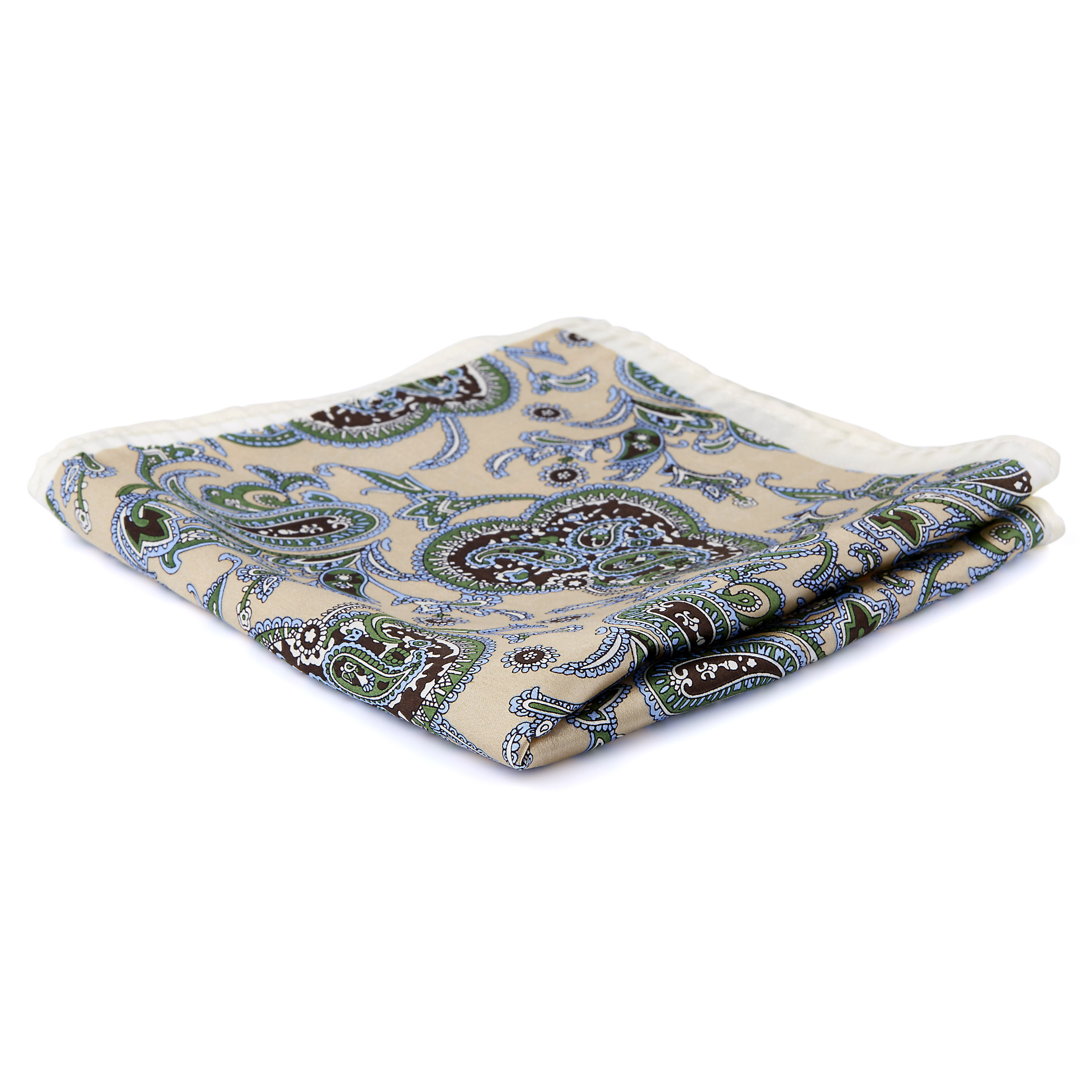 Baroque Golden Beige Silk Pocket Square - 1