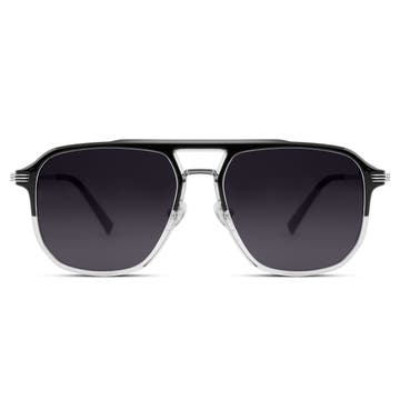 Occasus | Слънчеви очила с черно-прозрачни рамки, двоен мост и средно тъмни поляризирани стъкла