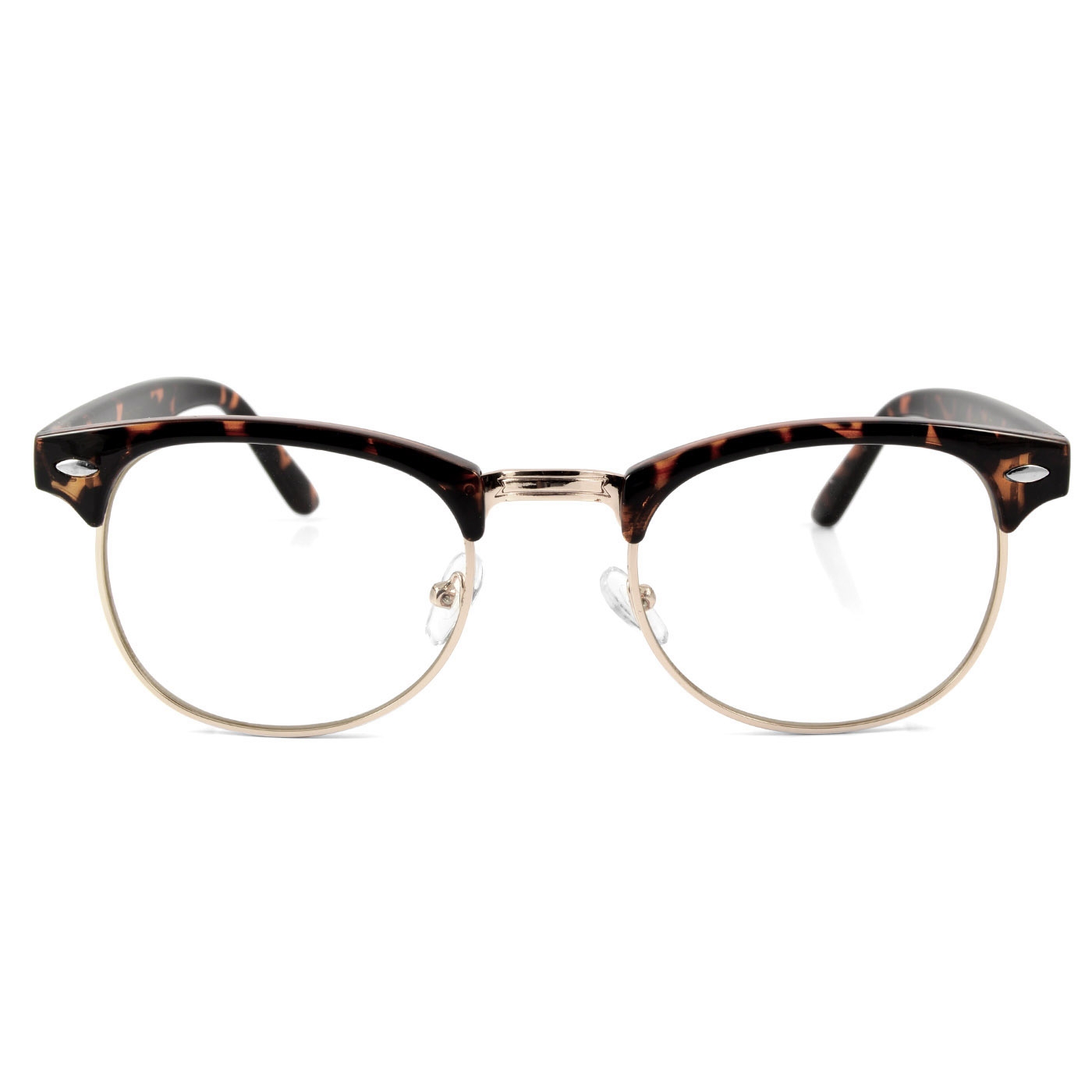 Brun/Guldfärgade Vintage Glasögon med Klara Glas - 1