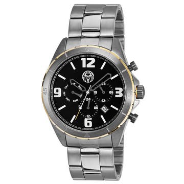 Alton | Metallic Grey Stainless Steel Watch With Black Dial