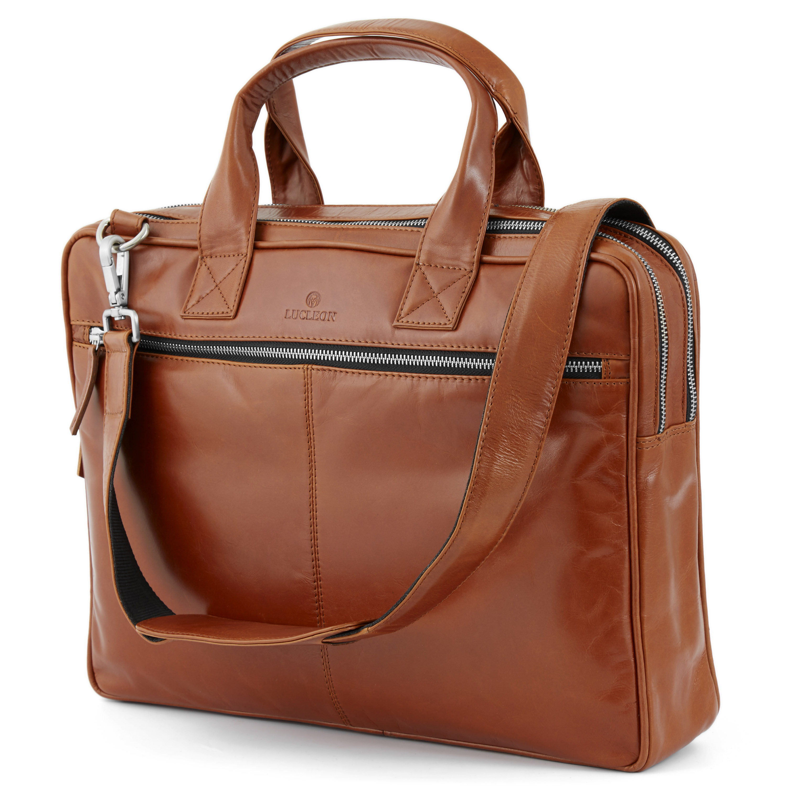 Tankleurige Jasper Computertas met Dubbele Rits - 1