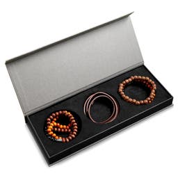 Coffret-cadeau exclusif de bracelets pour homme | bois et cuir