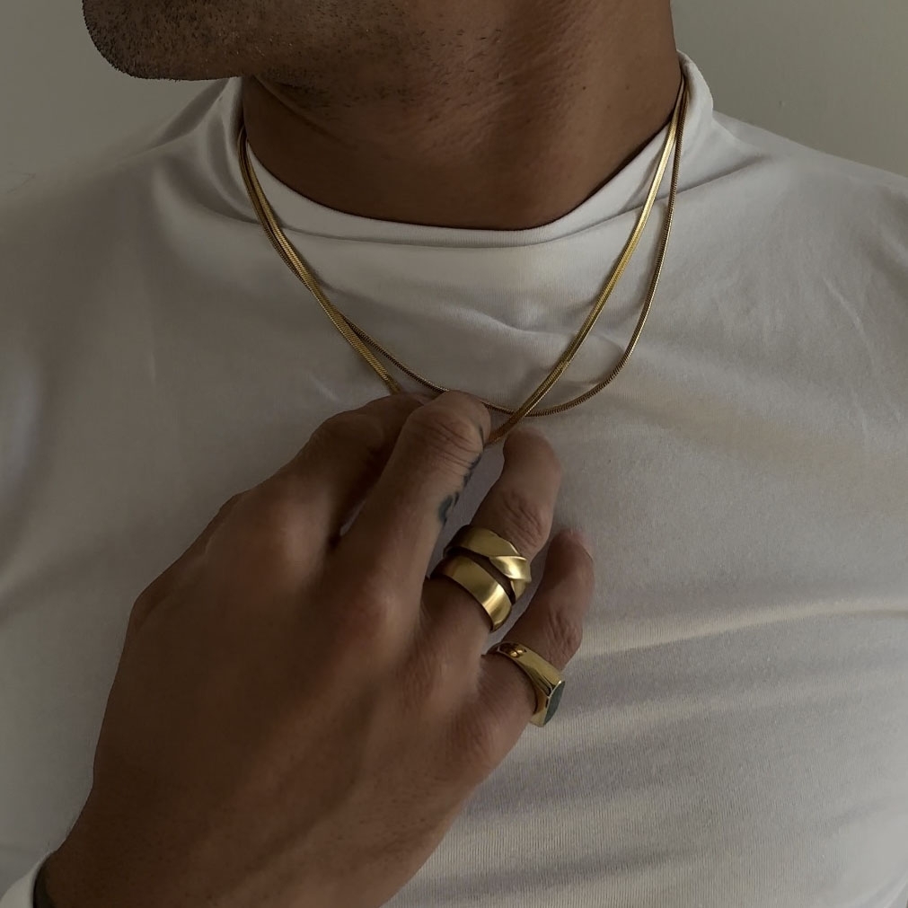 Evan Brody Gold-tone Twisted Steel Ring - 2