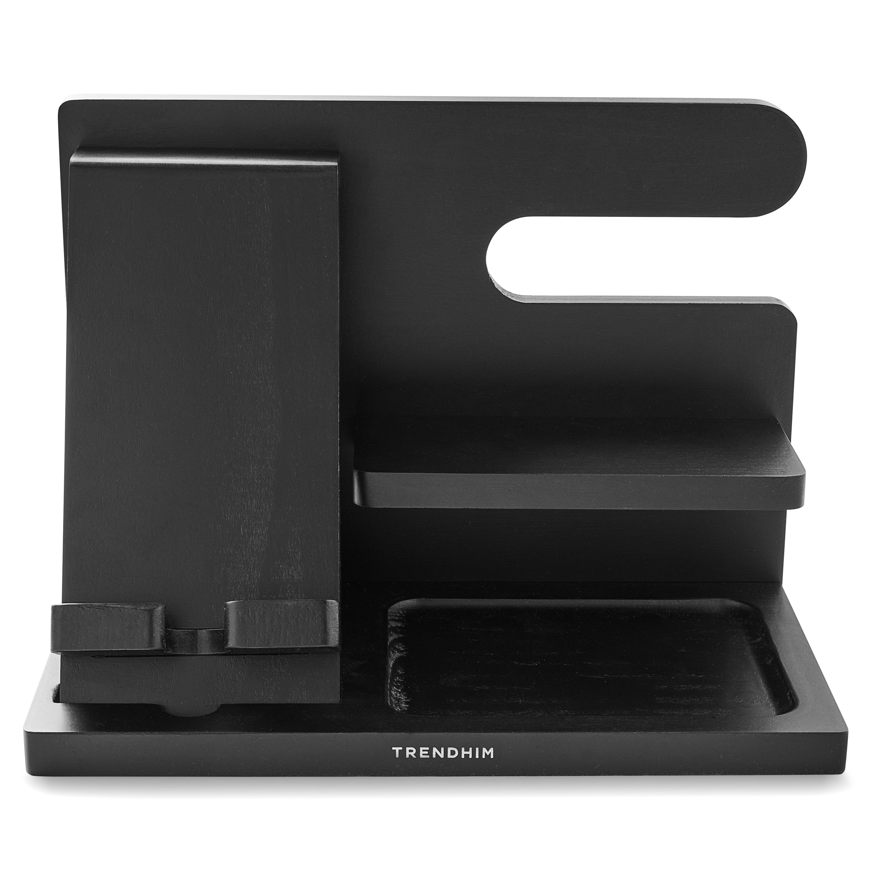 Telefonstativ og Skrivebordorganisator i mørkt treverk - 3