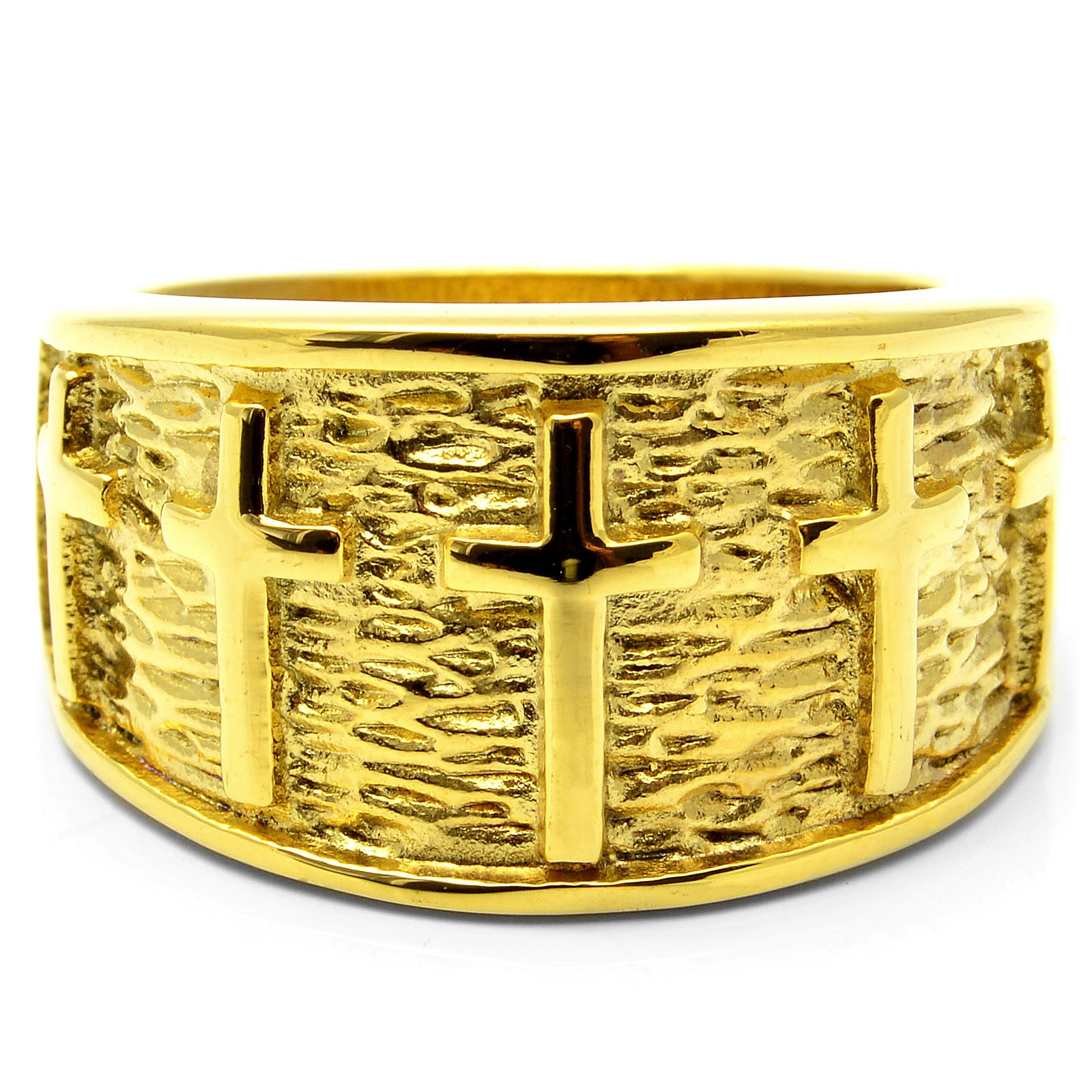 Ατσαλένιο Δαχτυλίδι με Σταυρούς - 2