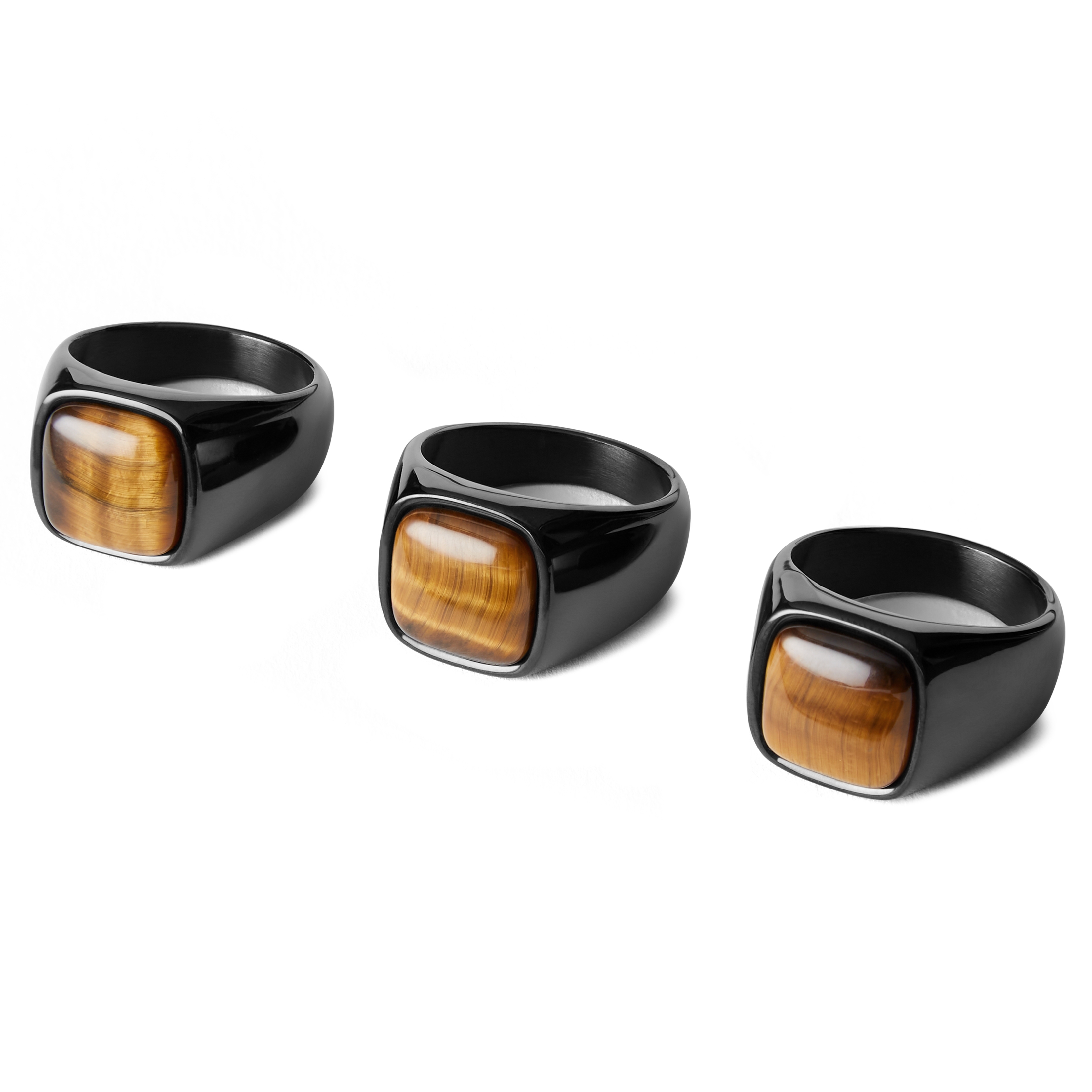 Gravel | Gunmetal Stainless Steel With Tiger's Eye Signet Ring - 2
