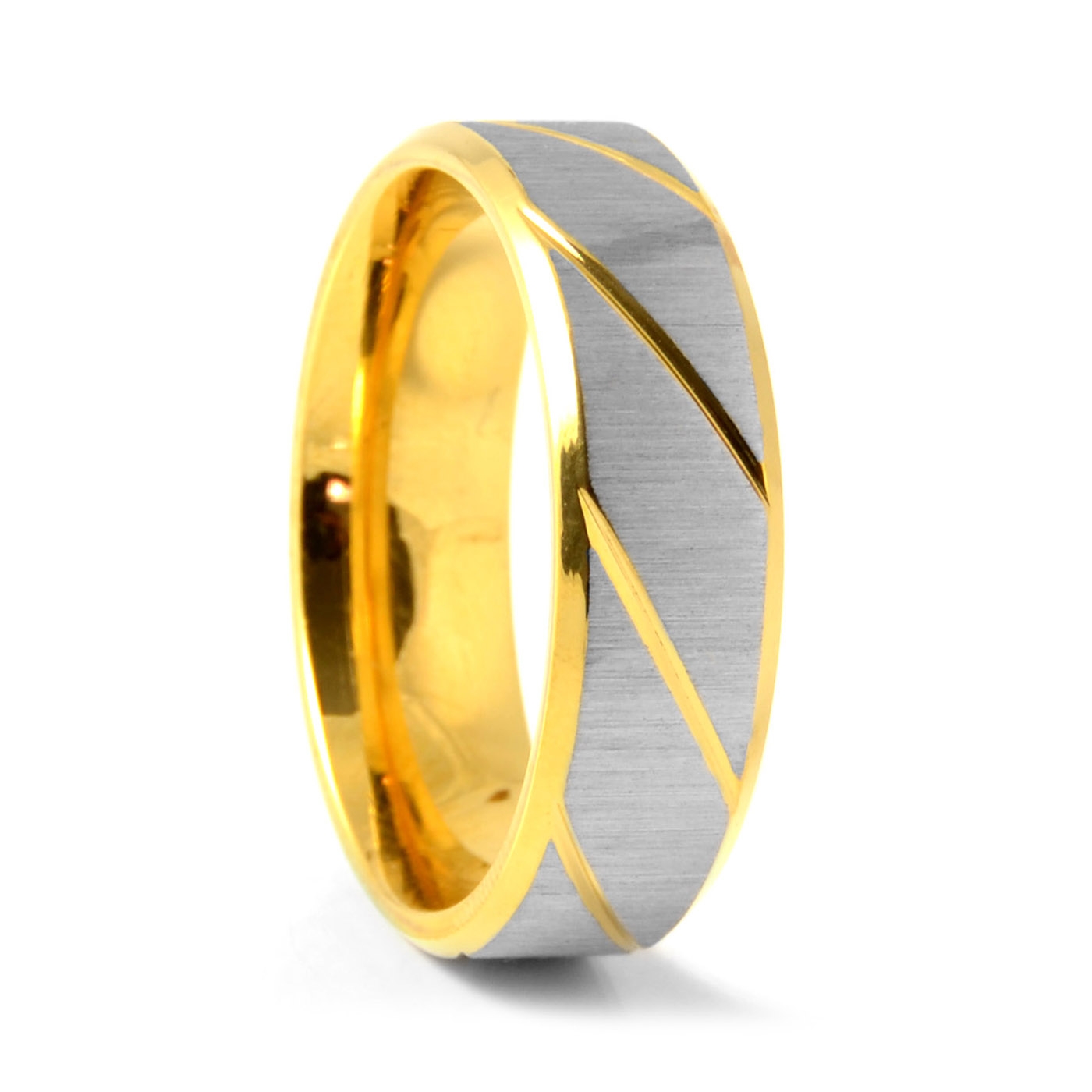 Srebrno-złoty stalowy pierścień Fast Lane - 1