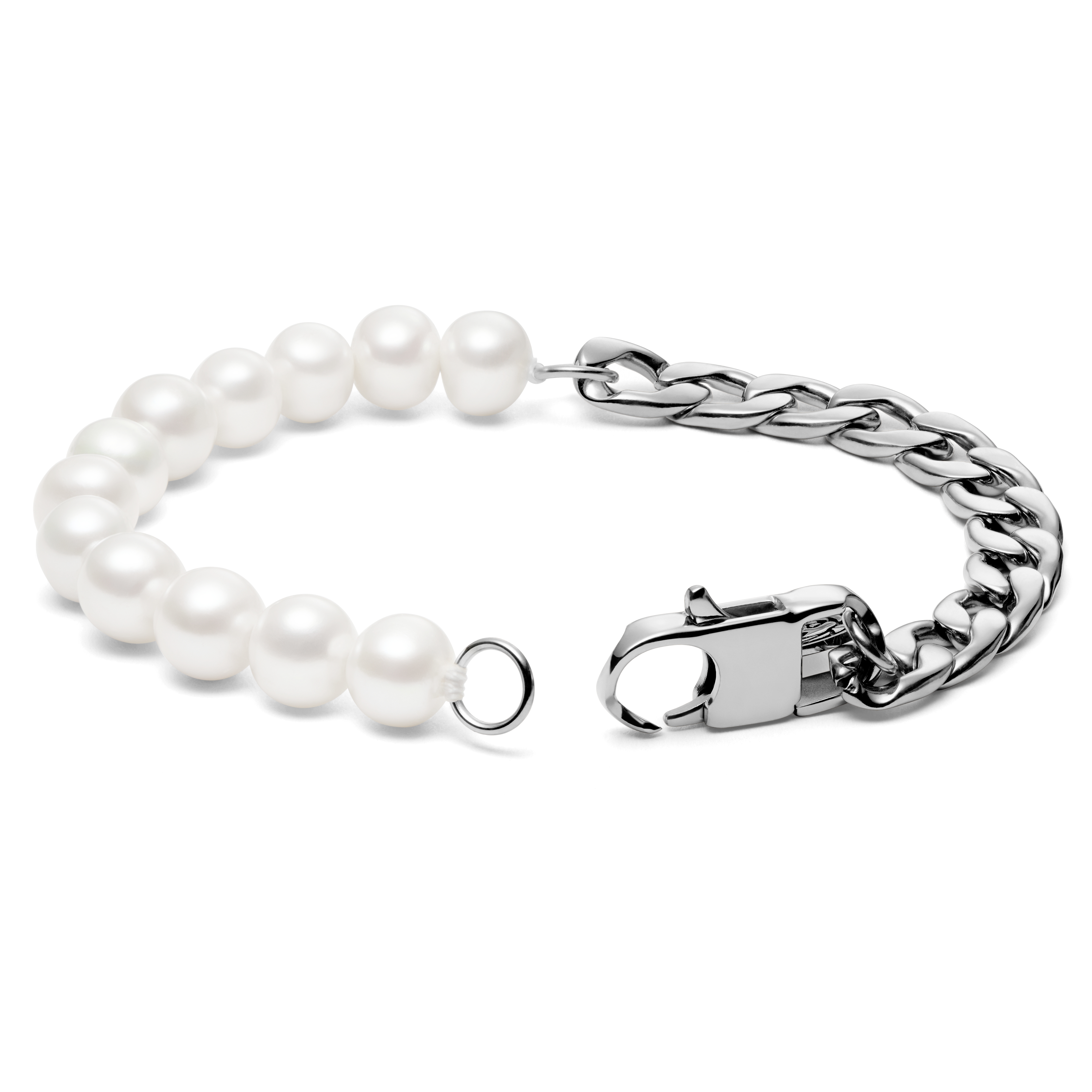 Chaîne gourmette argentée et bracelet de perles Chad Amager - 2