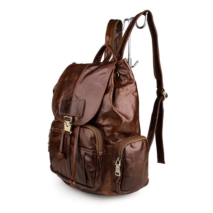 Mångsidig Brun Läderryggsäck - 3