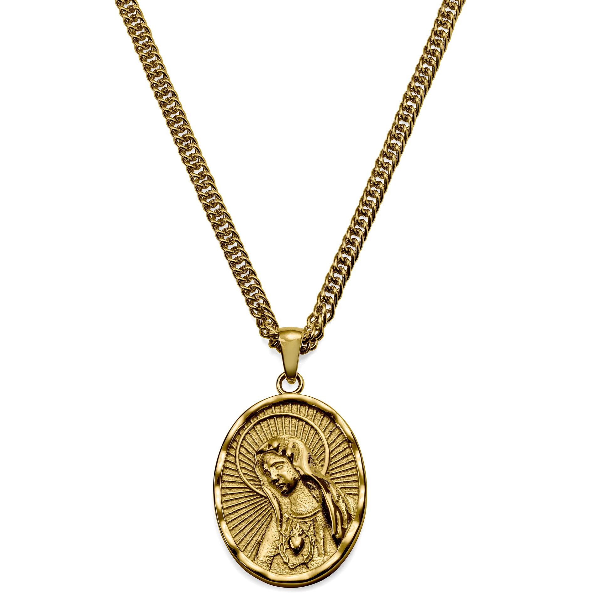 COLLANA DONNA IN ACCIAIO IP GOLD, MEDAGLIETTA CON MADONNINA MIRACOLOSA E Croce COLLANA DONNA IN ACCIAIO IP GOLD, MEDAGLIETTA CON MADONNINA MIRACOLOSA E Croce