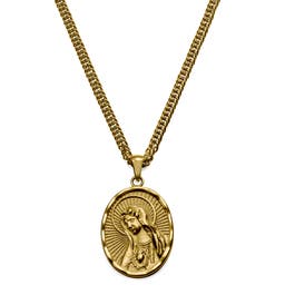 Sanctus | Gold-Tone Immaculate Heart of Mary Wheat Chain Necklace