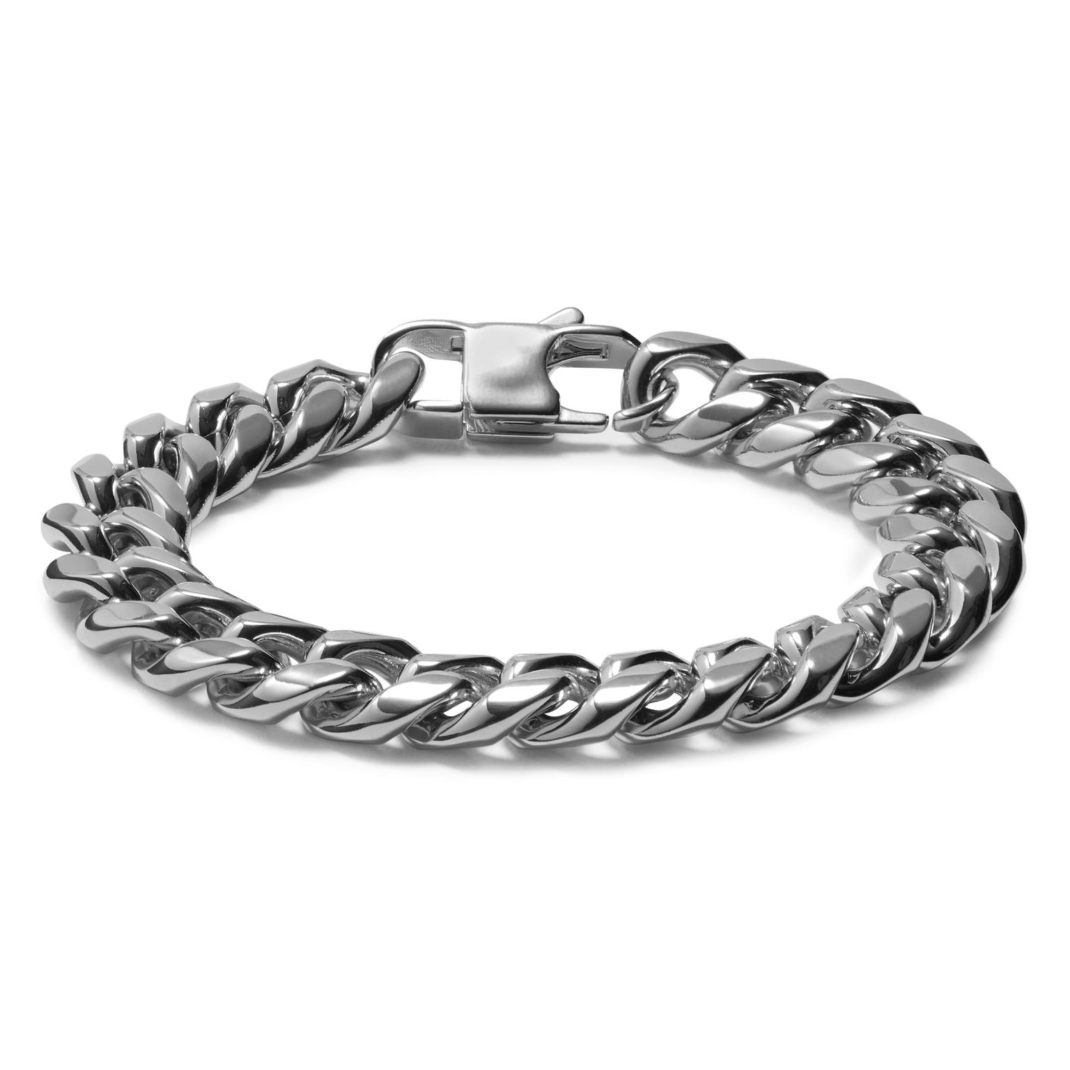 12 mm Sudraba krāsas tērauda ķēdītes rokassprādze 12 mm Sudraba krāsas tērauda ķēdītes rokassprādze