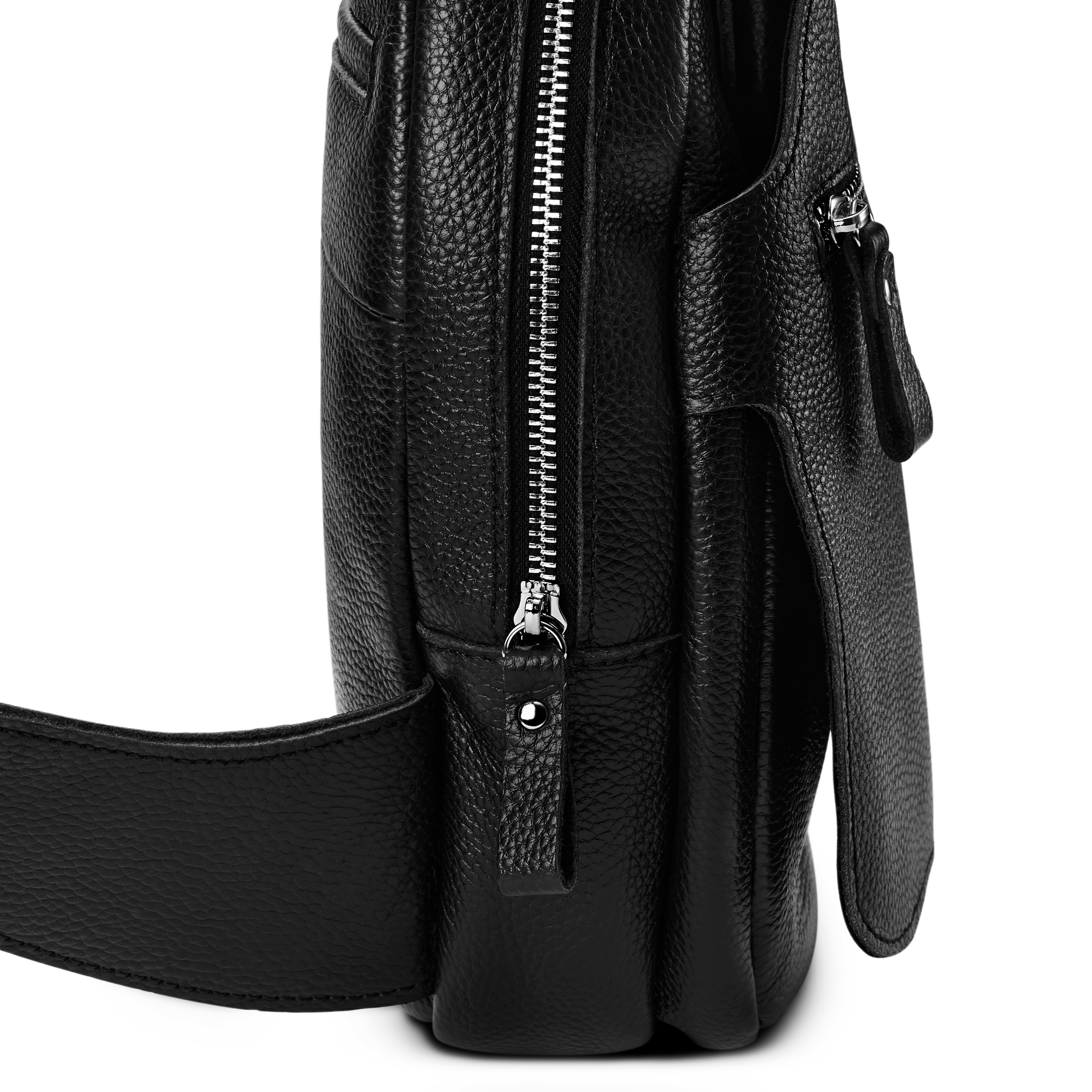 Μαύρη Δερμάτινη Τσάντα Ώμου Single Strap - 11