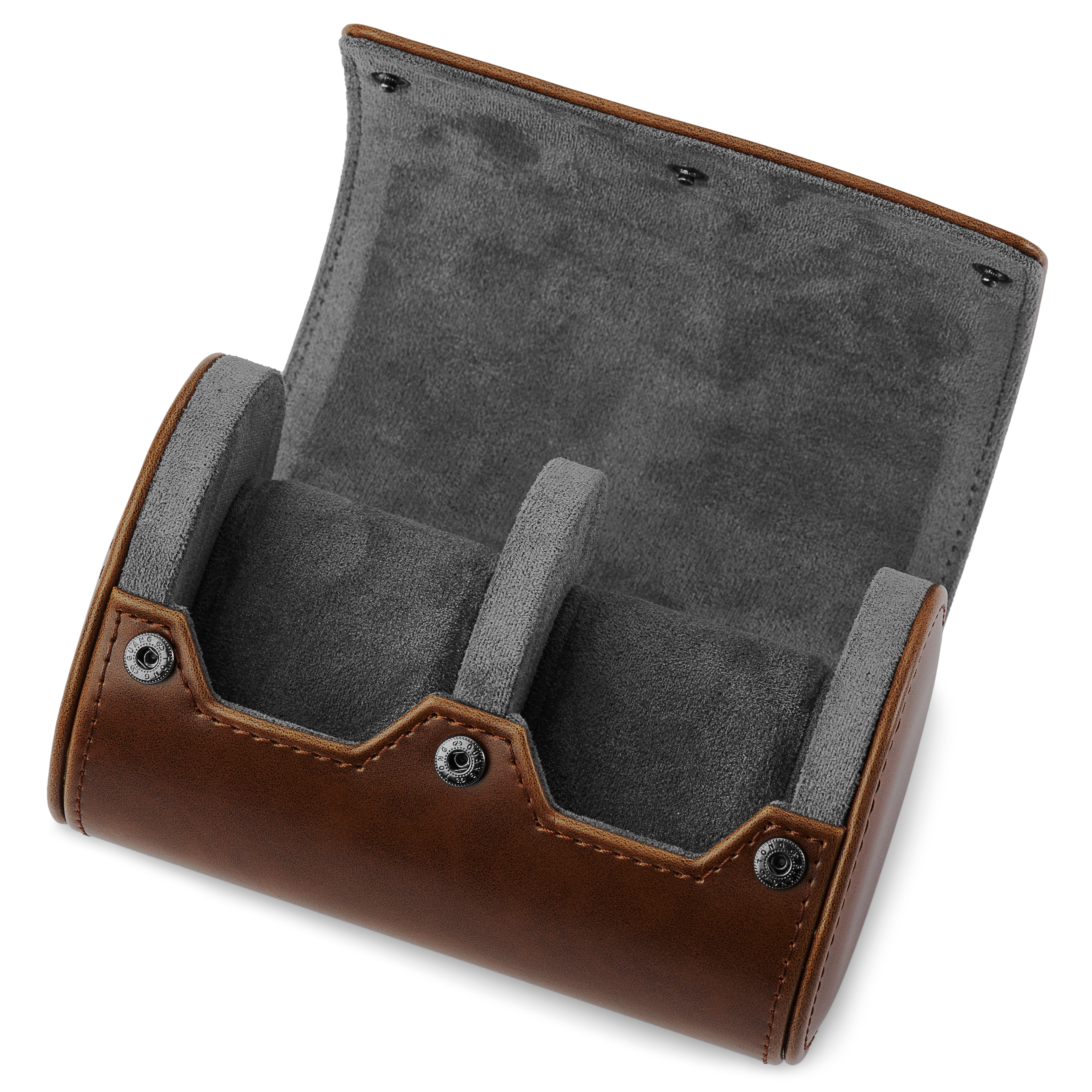 Brun Vintage Dobbel Klokkerull av Skinn - 5