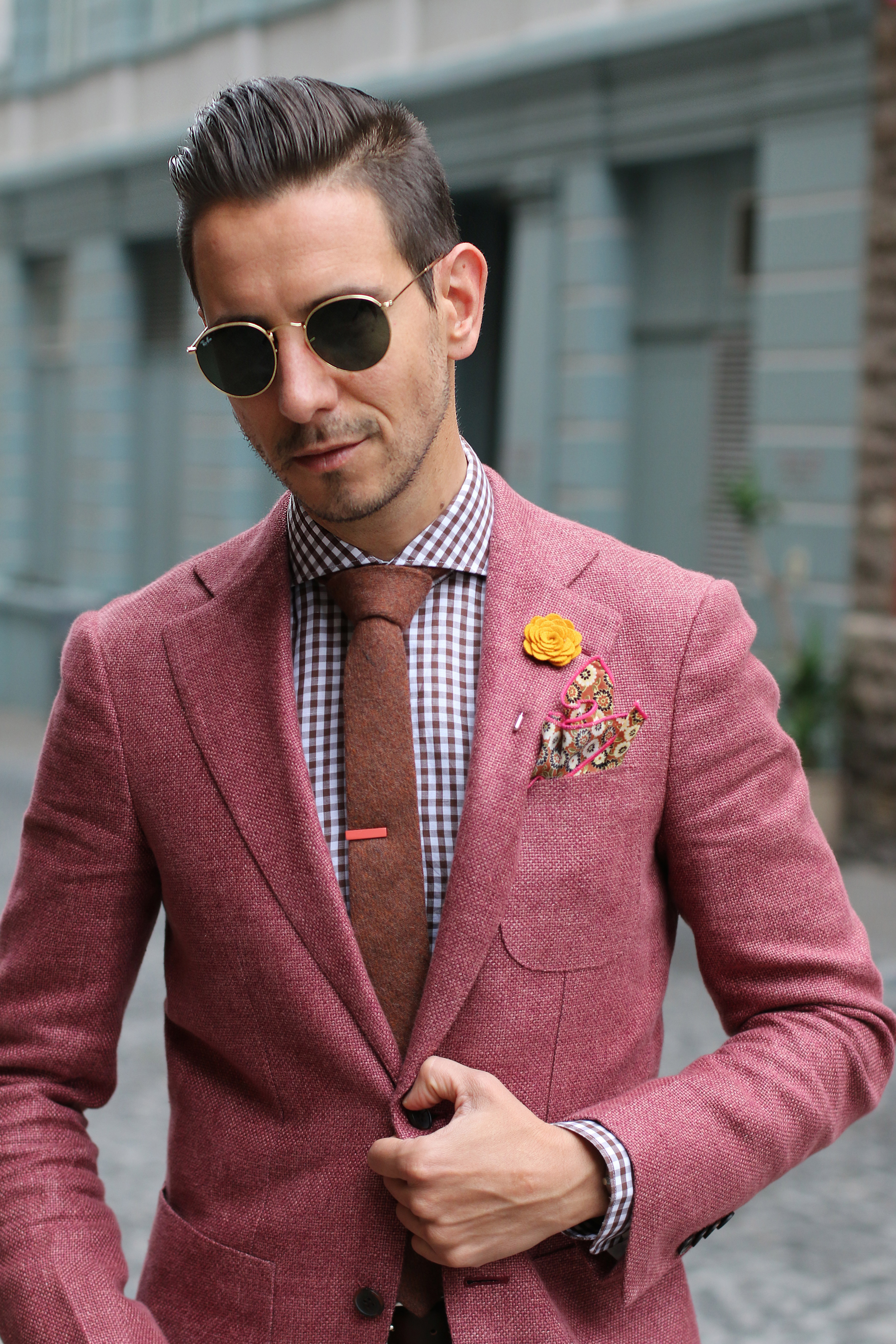 Reversnadel mit orangefarbener Rose - 3